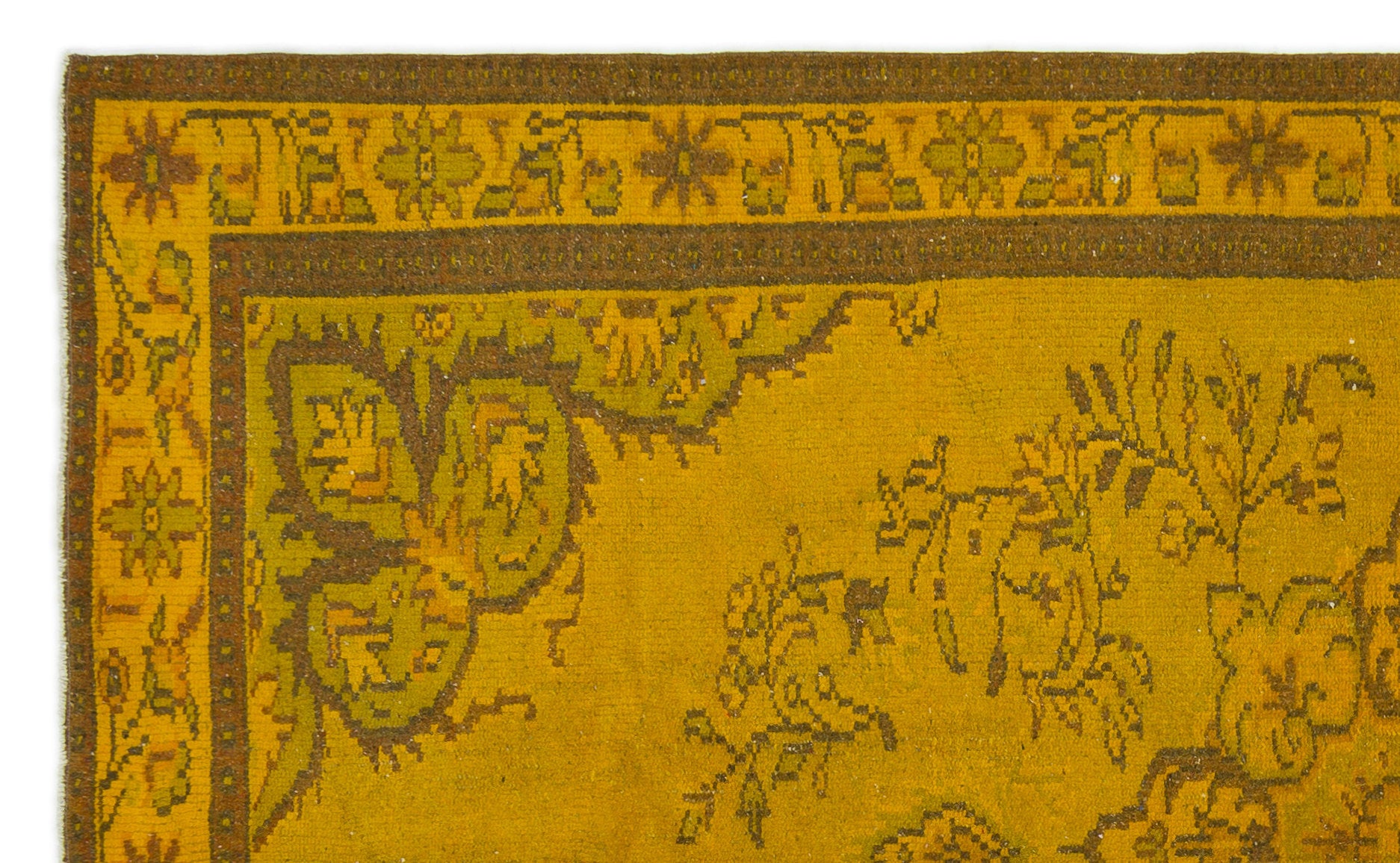 Yellow Over Dyed Vintage Rug 5'4'' x 8'9'' ft 163 x 266 cm