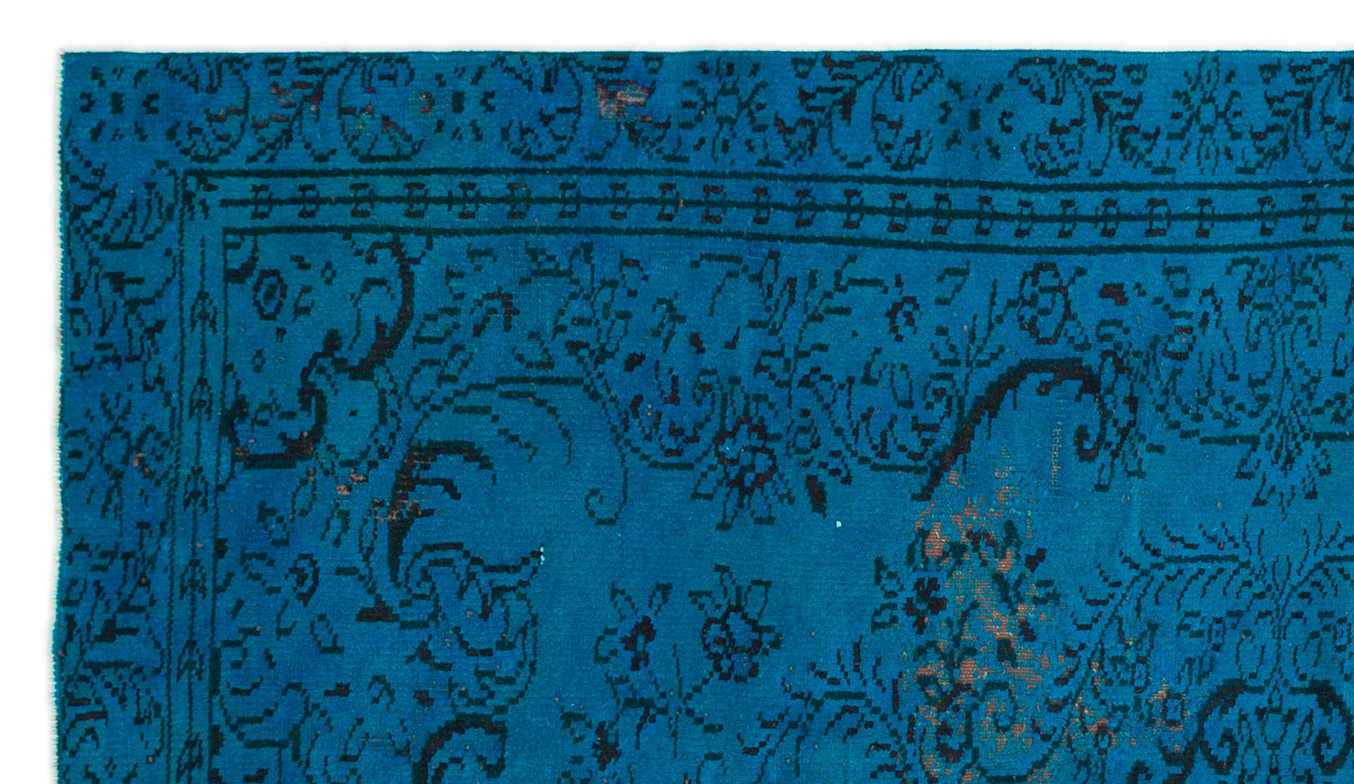 Turquoise Over Dyed Vintage Rug 5'1'' x 8'10'' ft 154 x 270 cm