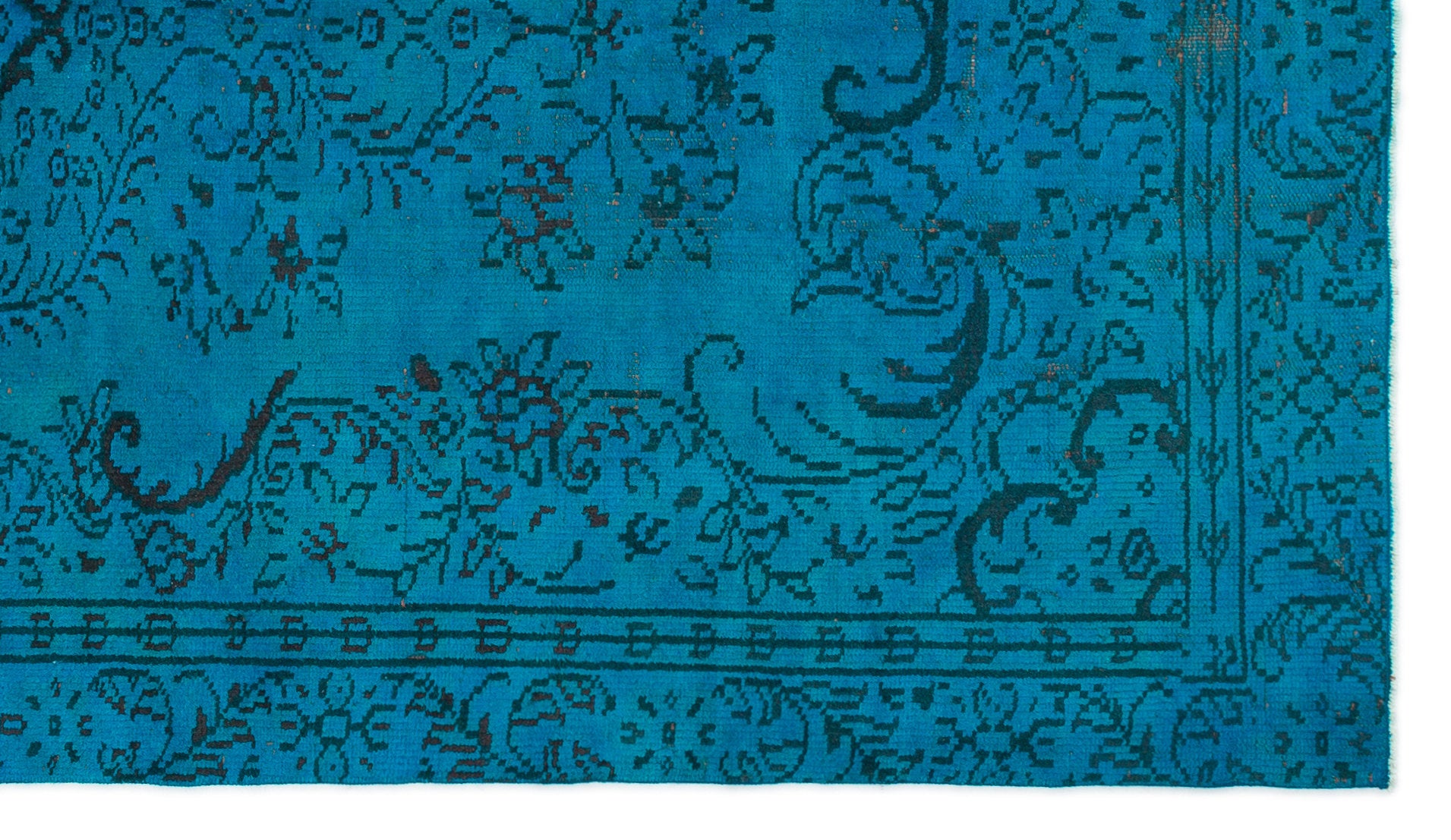 Turquoise Over Dyed Vintage Rug 5'1'' x 8'10'' ft 154 x 270 cm