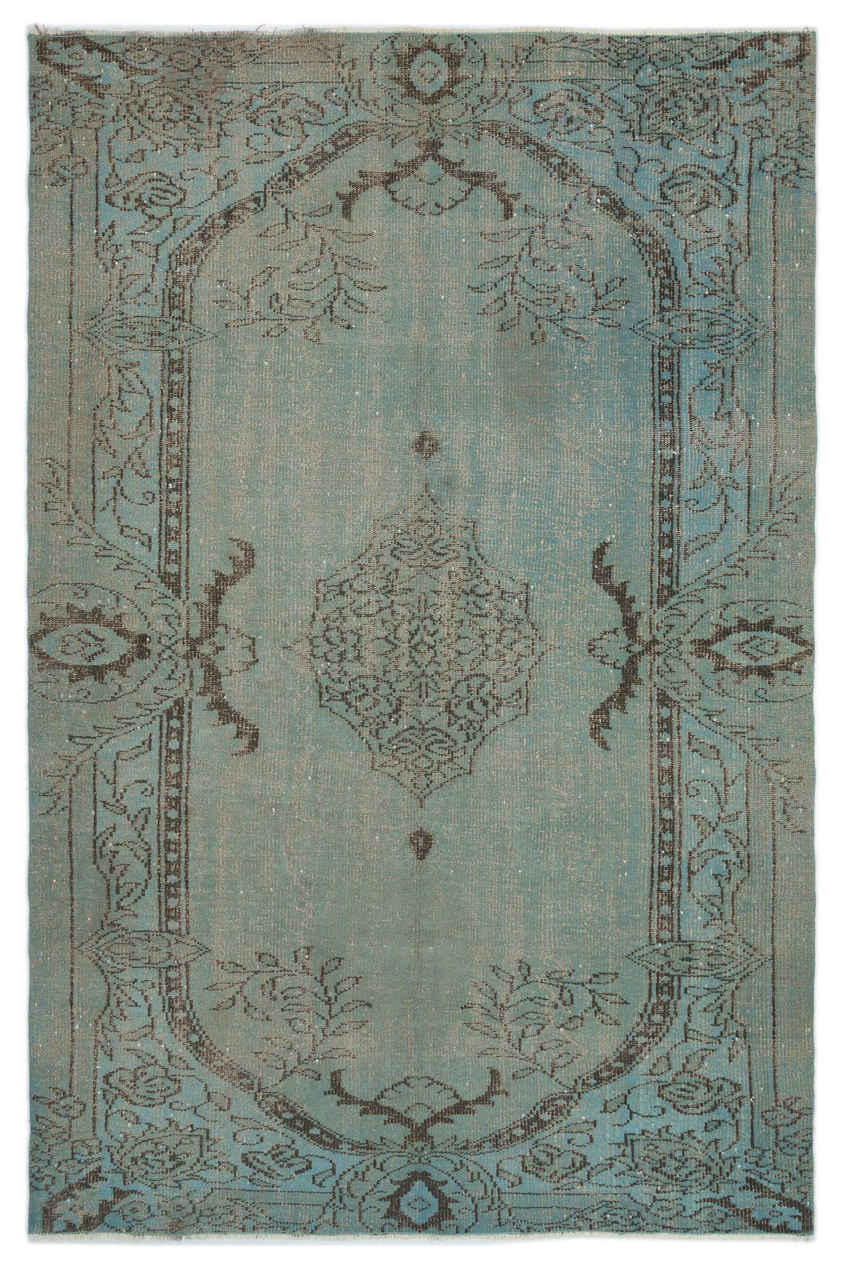 Blue Over Dyed Vintage Rug 5'8'' x 8'8'' ft 173 x 263 cm