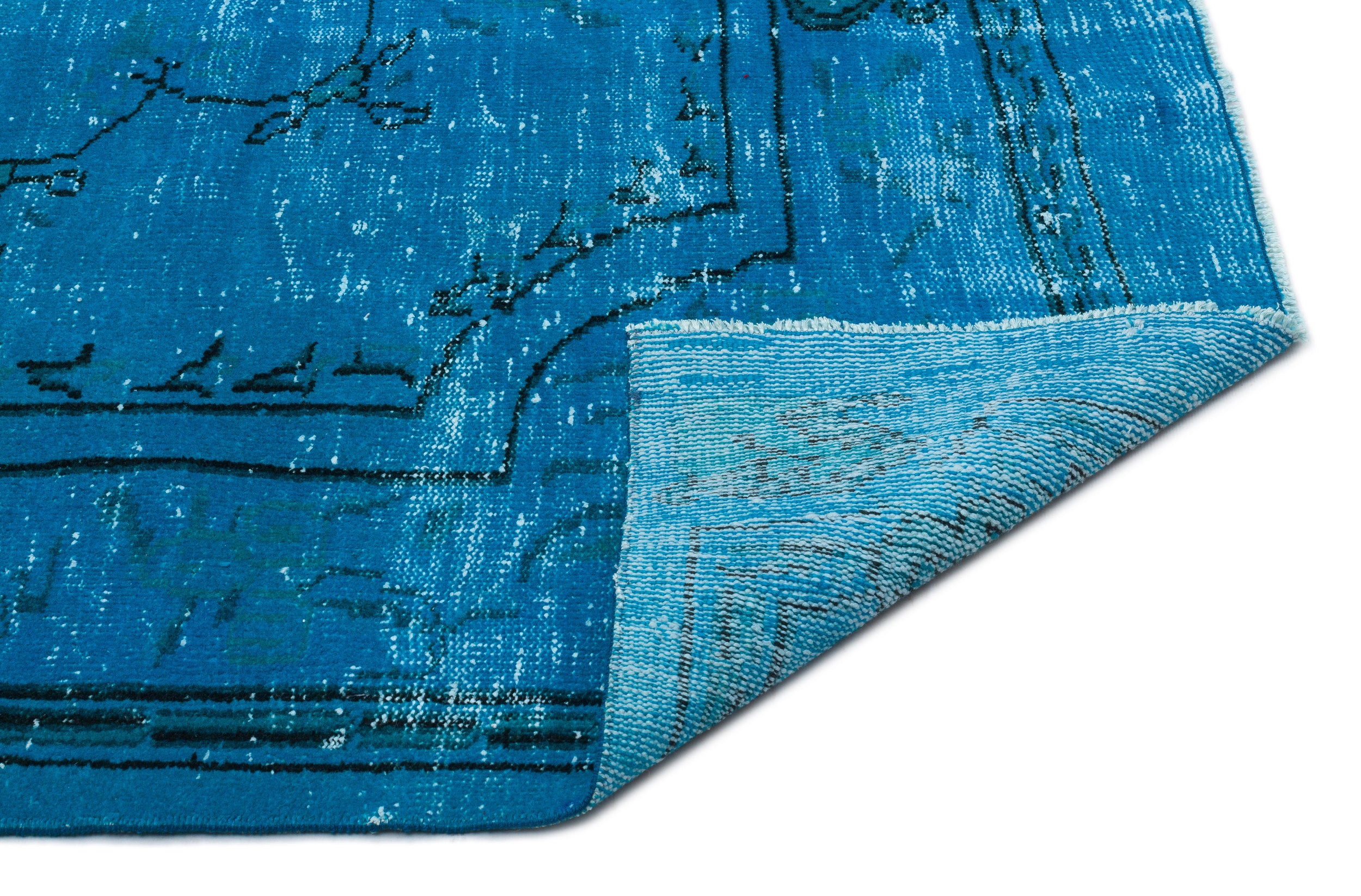 Turquoise Over Dyed Vintage Rug 6'6'' x 10'1'' ft 198 x 308 cm