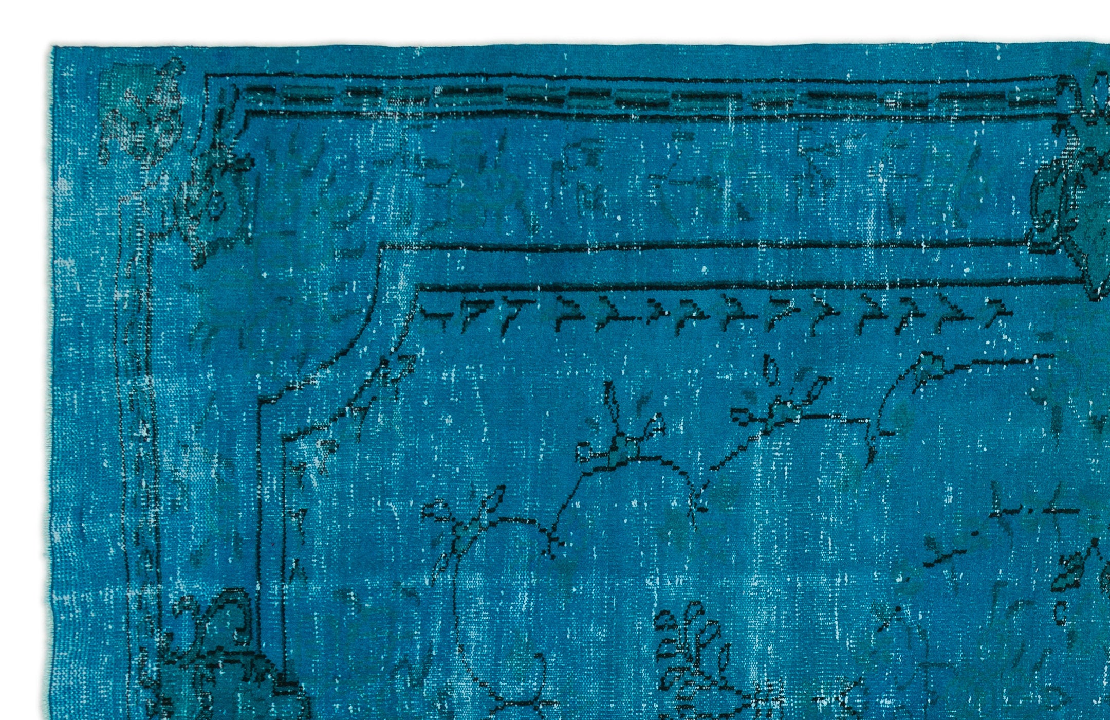 Turquoise Over Dyed Vintage Rug 6'6'' x 10'1'' ft 198 x 308 cm