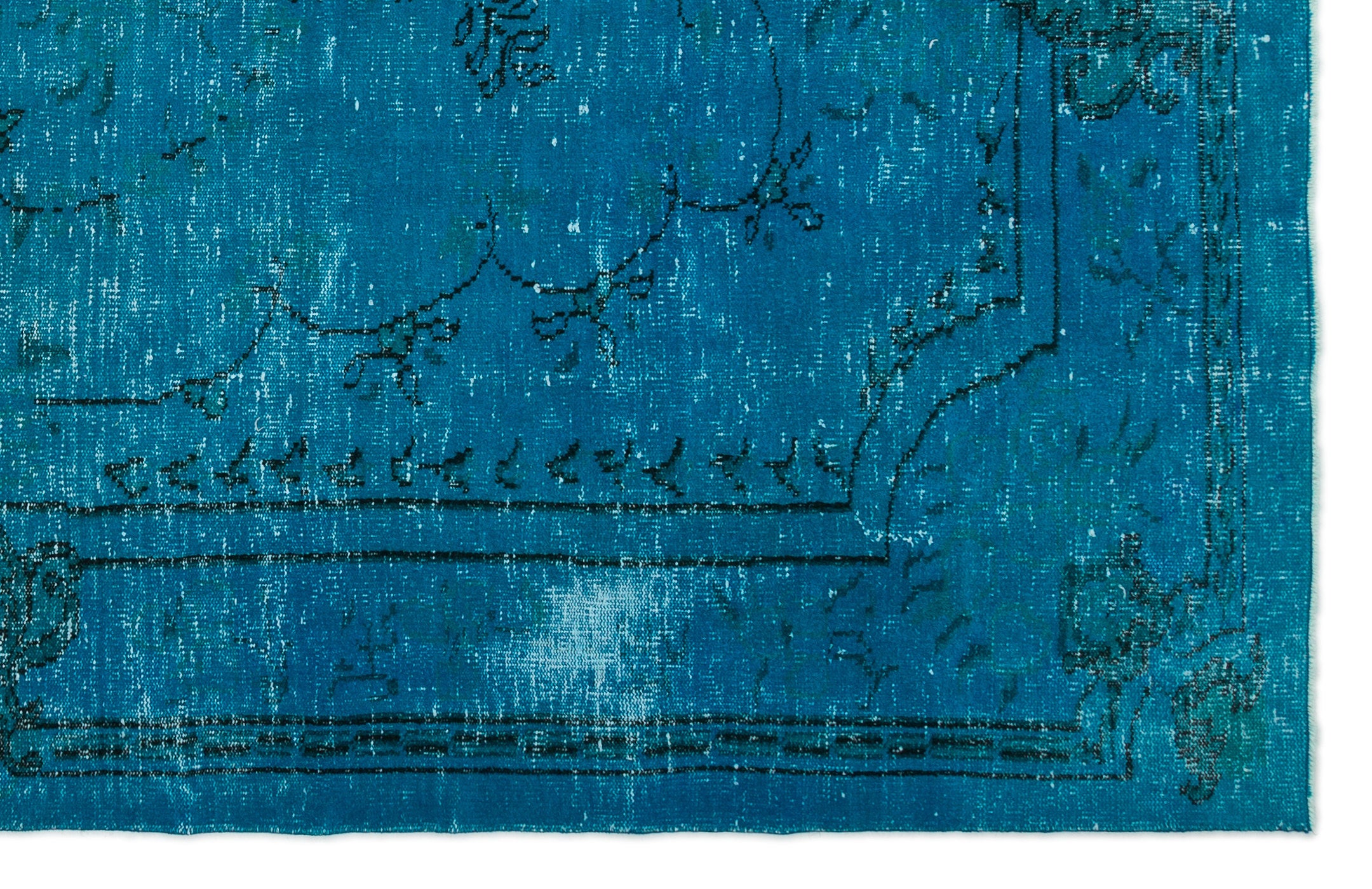 Turquoise Over Dyed Vintage Rug 6'6'' x 10'1'' ft 198 x 308 cm