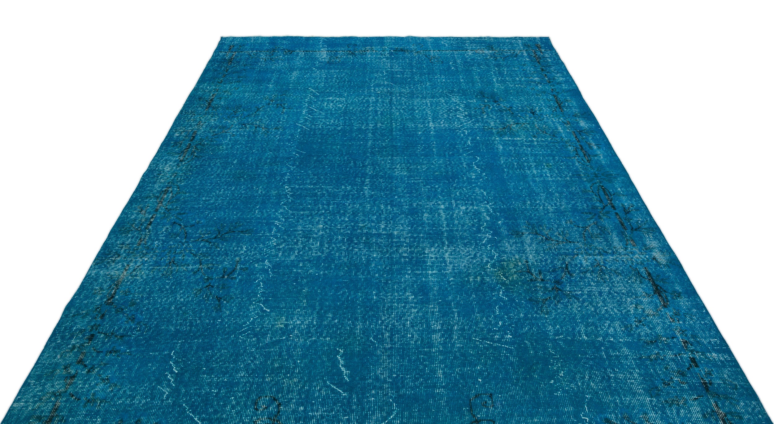 Turquoise Over Dyed Vintage Rug 6'8'' x 9'11'' ft 203 x 303 cm