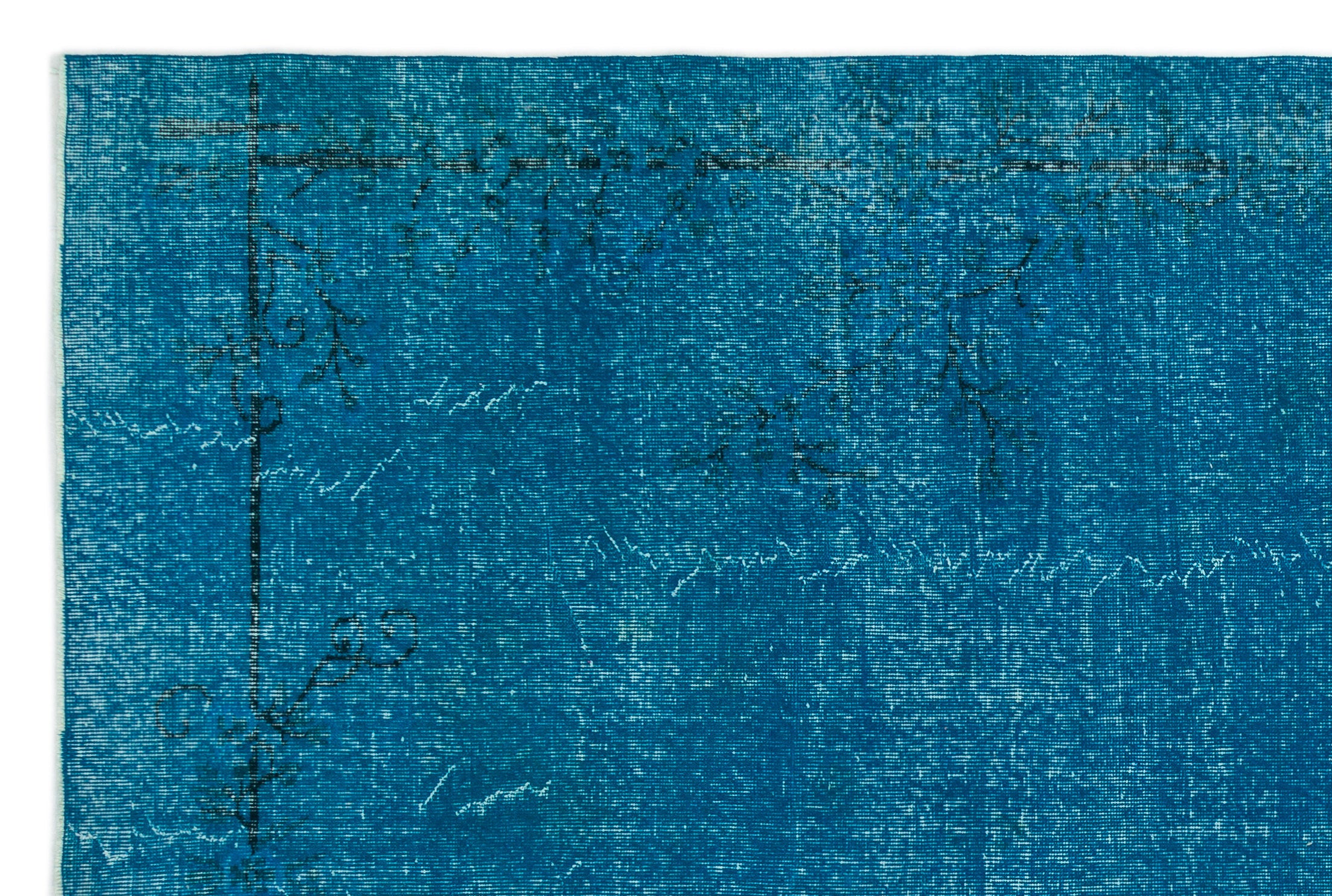 Turquoise Over Dyed Vintage Rug 6'8'' x 9'11'' ft 203 x 303 cm
