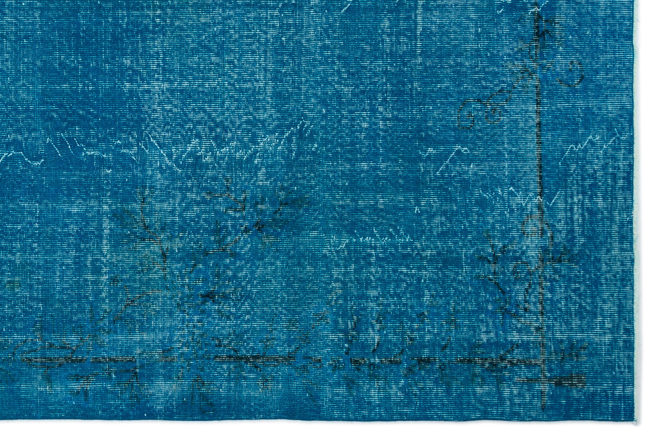 Turquoise Over Dyed Vintage Rug 6'8'' x 9'11'' ft 203 x 303 cm