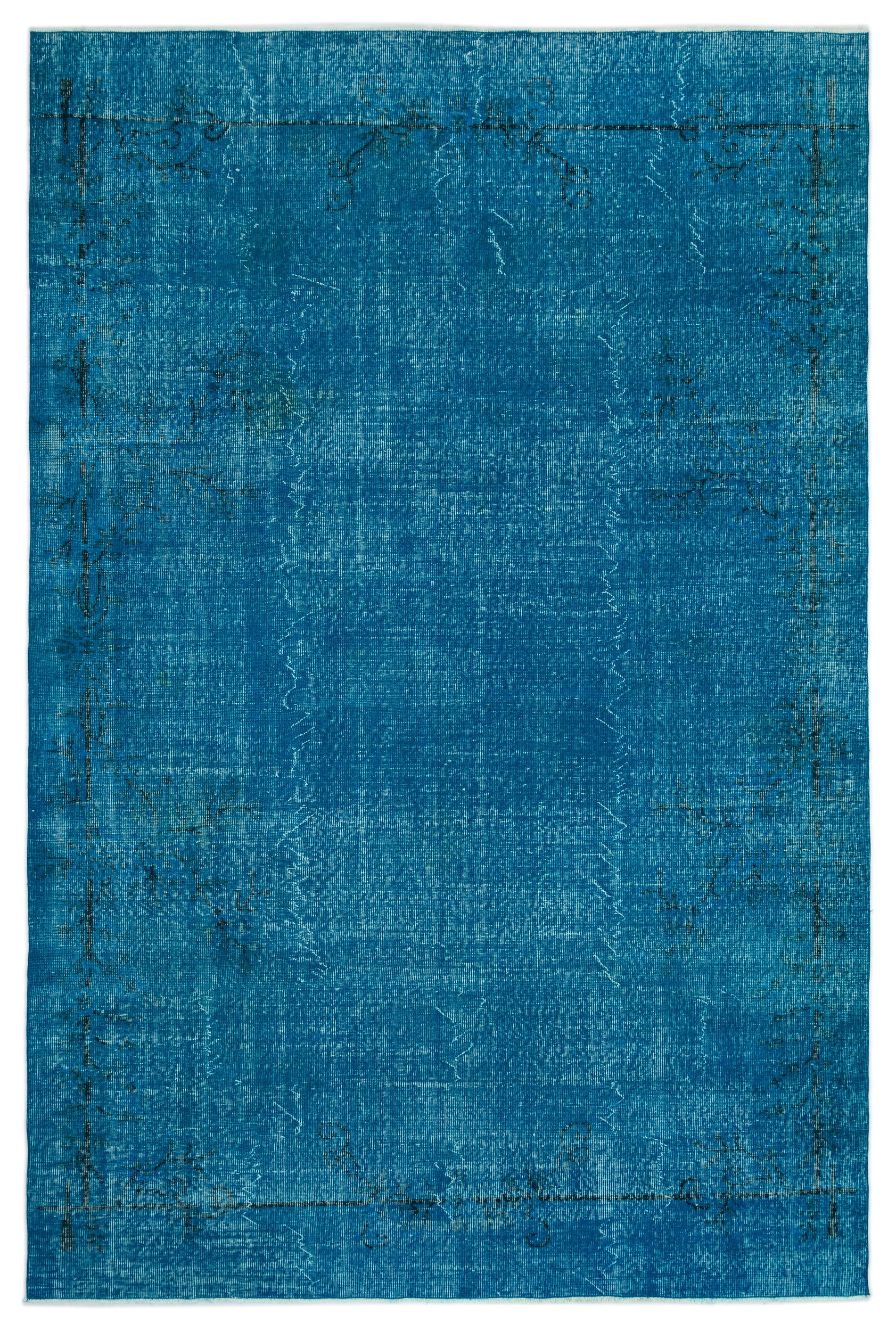 Turquoise Over Dyed Vintage Rug 6'8'' x 9'11'' ft 203 x 303 cm