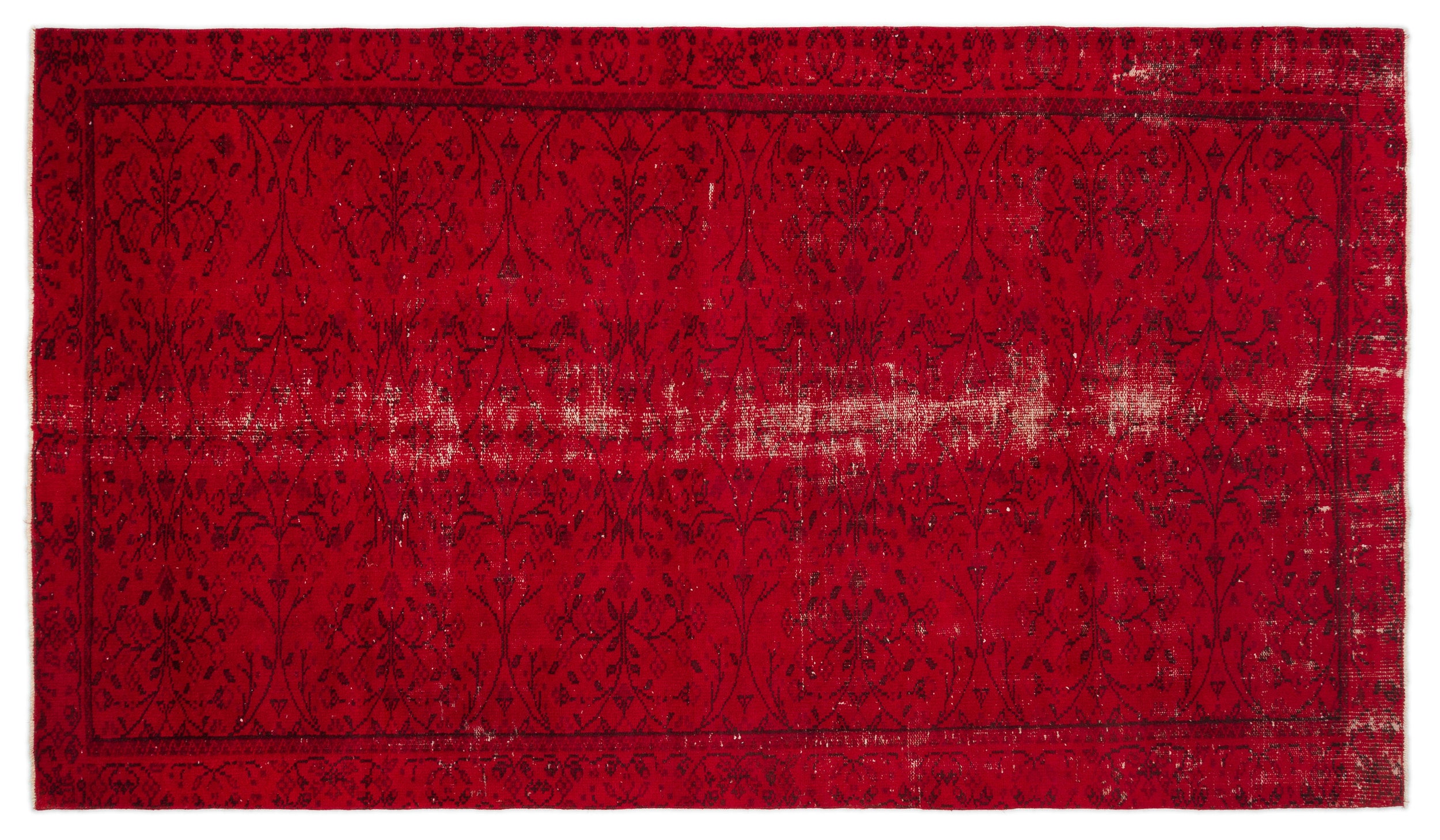 Red Over Dyed Vintage Rug 4'12'' x 8'10'' ft 152 x 268 cm