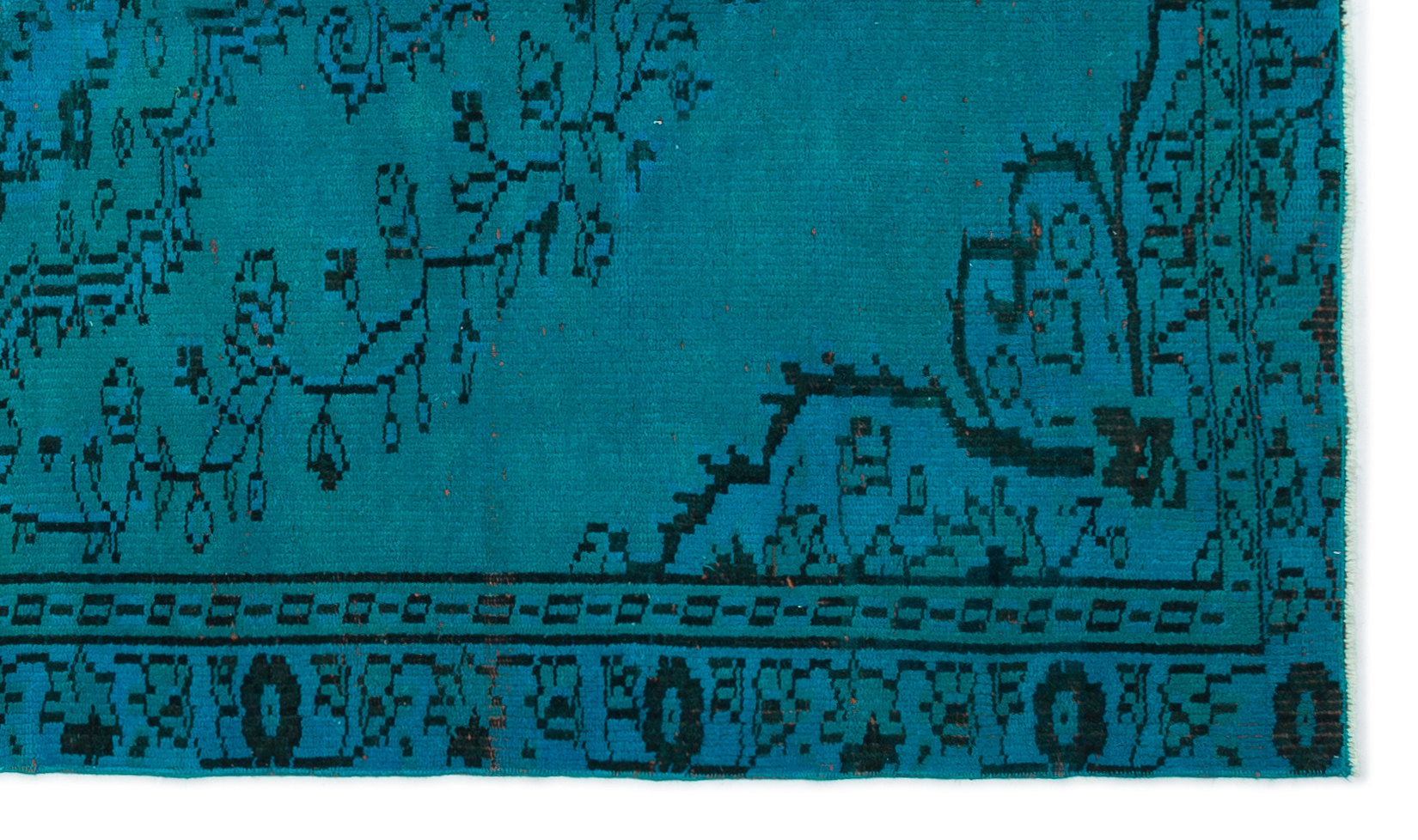 Turquoise Over Dyed Vintage Rug 4'5'' x 7'4'' ft 135 x 224 cm