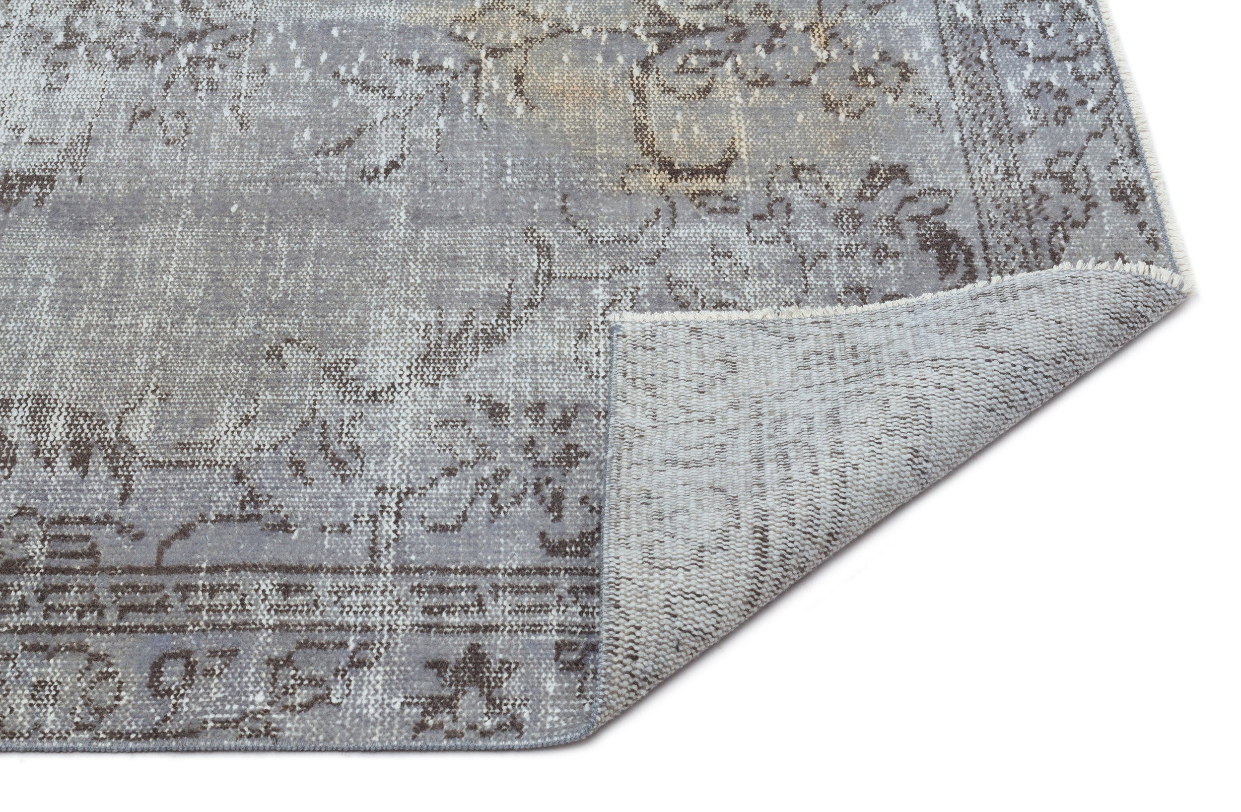 Gray Over Dyed Vintage Rug 5'3'' x 8'11'' ft 160 x 271 cm
