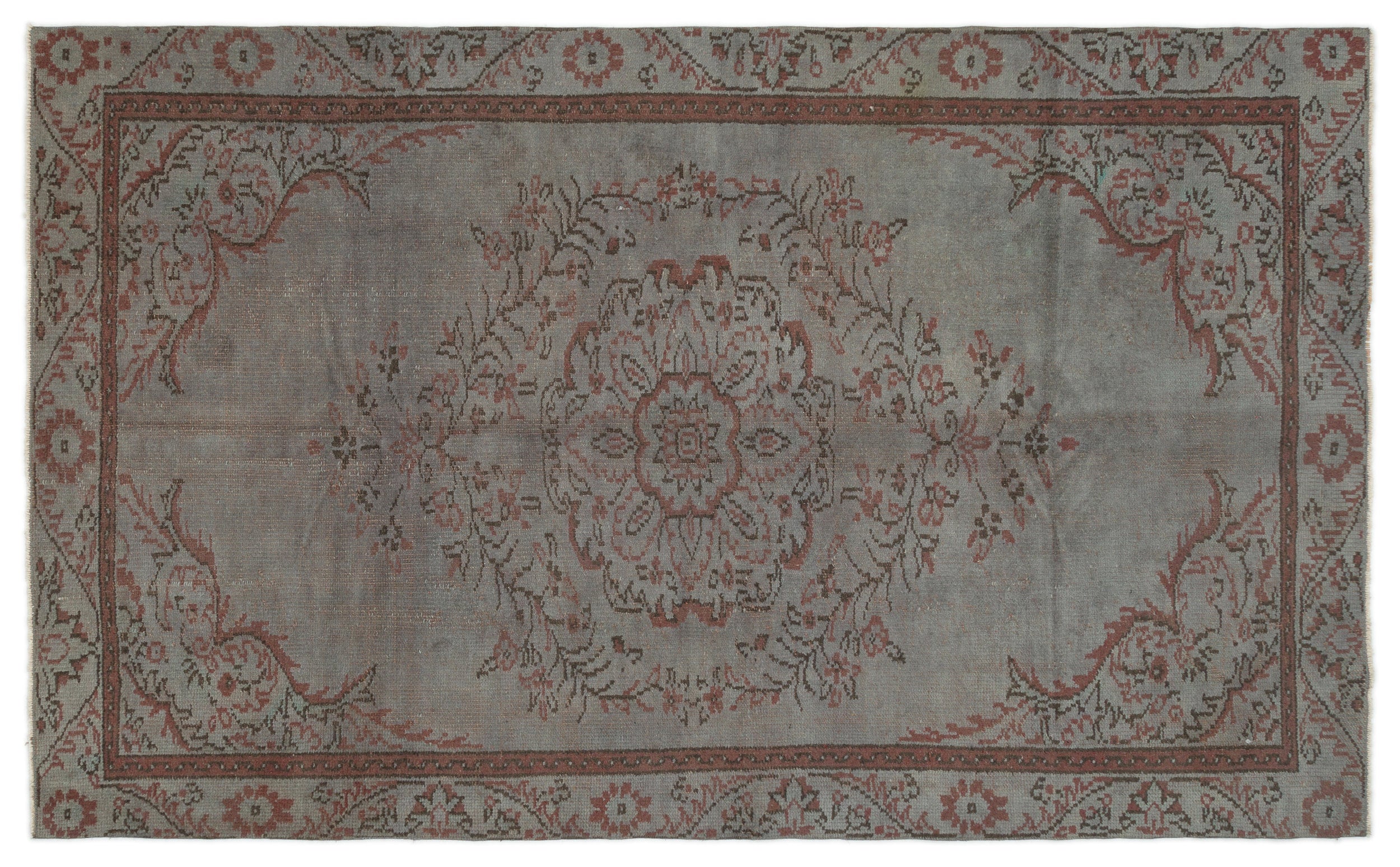 Gray Over Dyed Vintage Rug 5'3'' x 8'5'' ft 161 x 257 cm