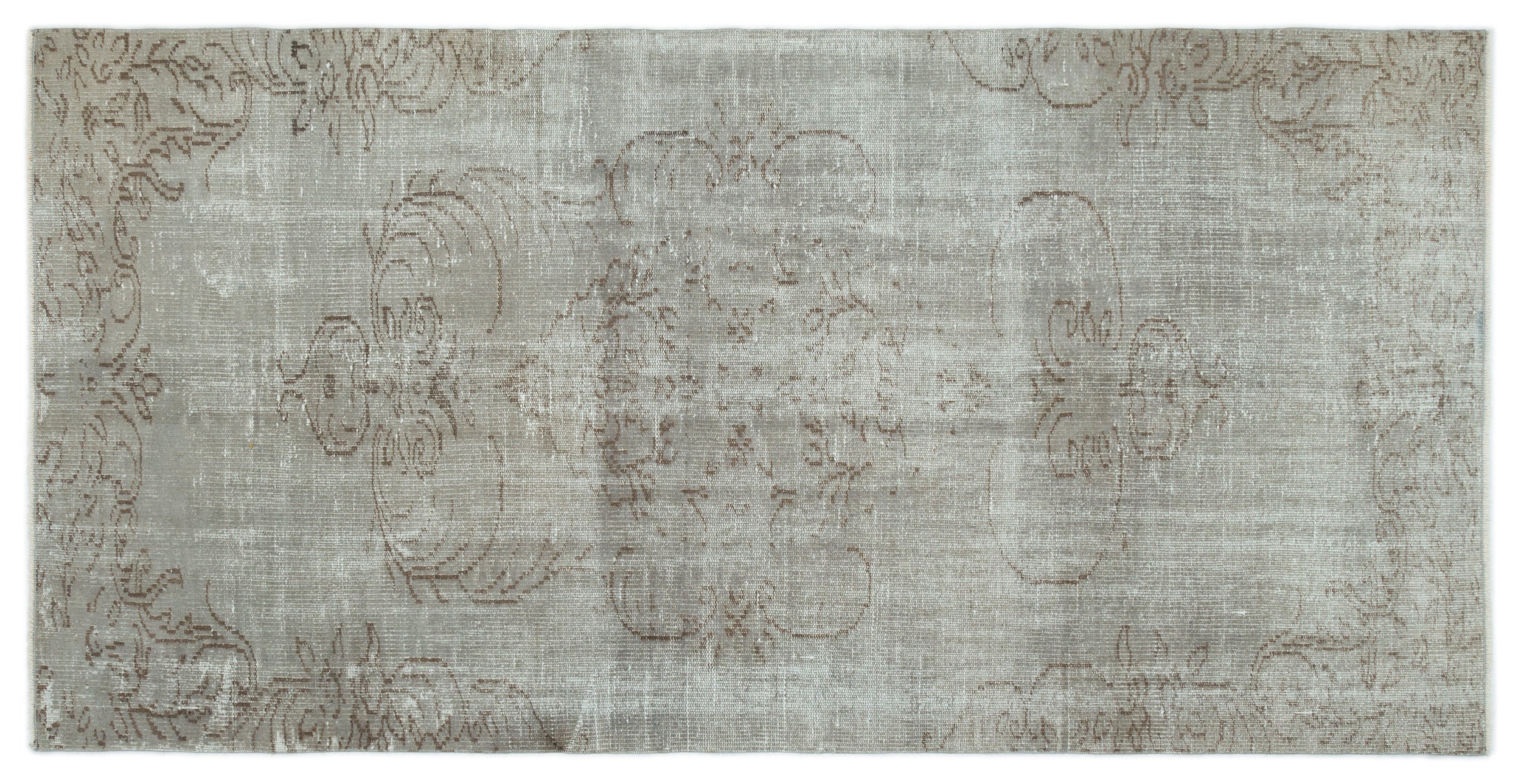 Gray Over Dyed Vintage Rug 4'2'' x 8'2'' ft 126 x 250 cm
