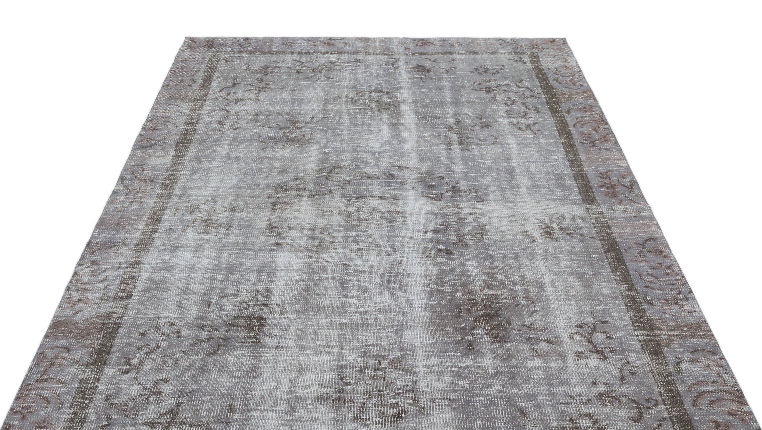 Gray Over Dyed Vintage Rug 5'6'' x 8'6'' ft 168 x 260 cm