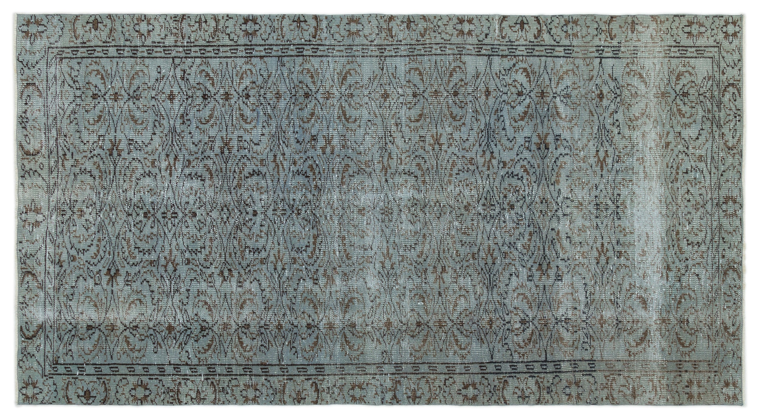 Gray Over Dyed Vintage Rug 4'8'' x 8'6'' ft 142 x 258 cm