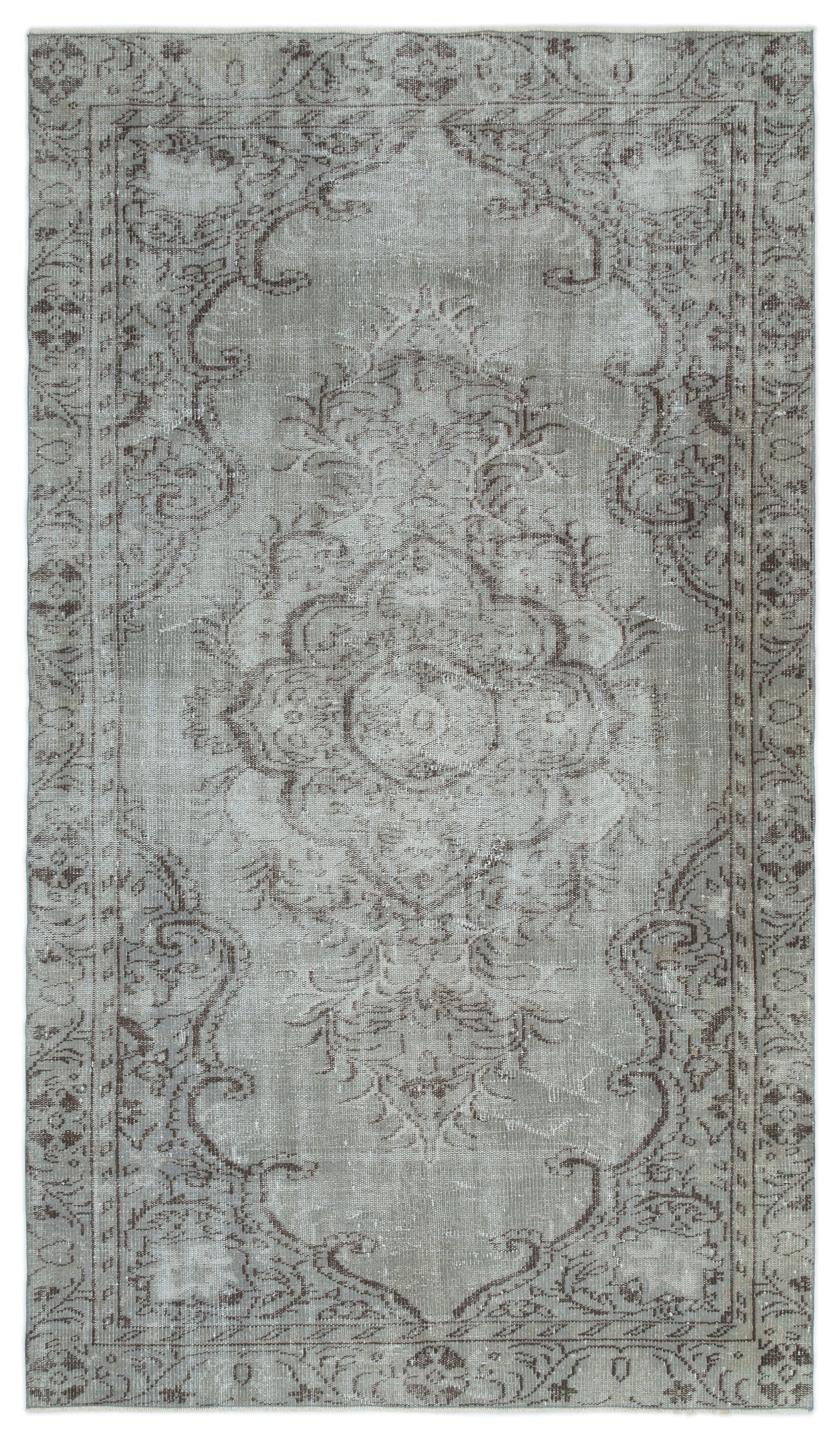 Gray Over Dyed Vintage Rug 5'3'' x 8'11'' ft 159 x 273 cm