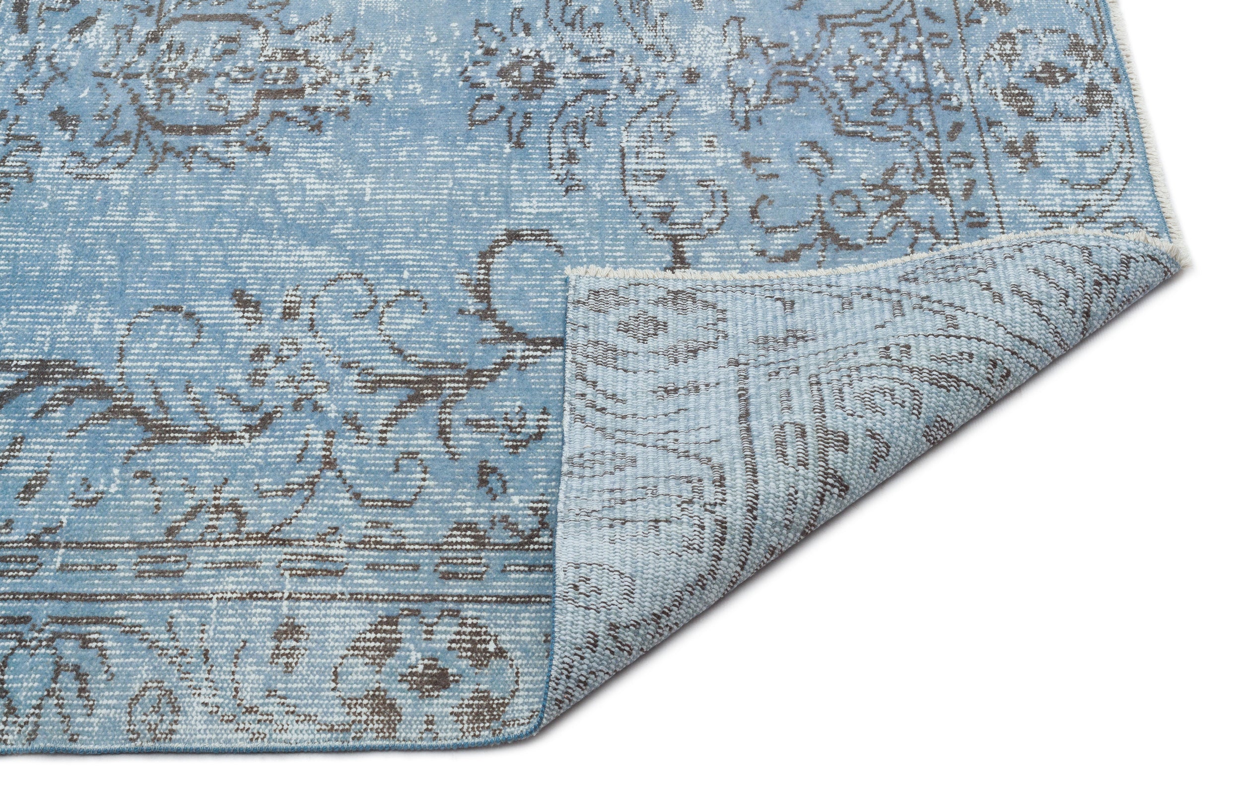 Blue Over Dyed Vintage Rug 4'10'' x 8'5'' ft 148 x 256 cm