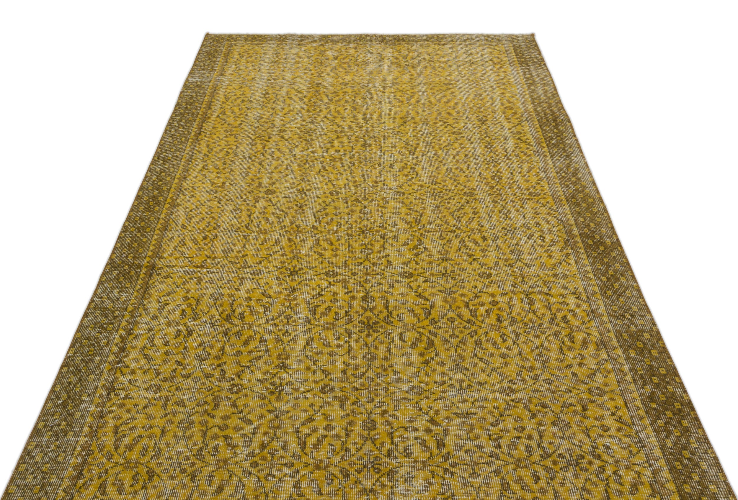 Yellow Over Dyed Vintage Rug 4'12'' x 8'9'' ft 152 x 266 cm