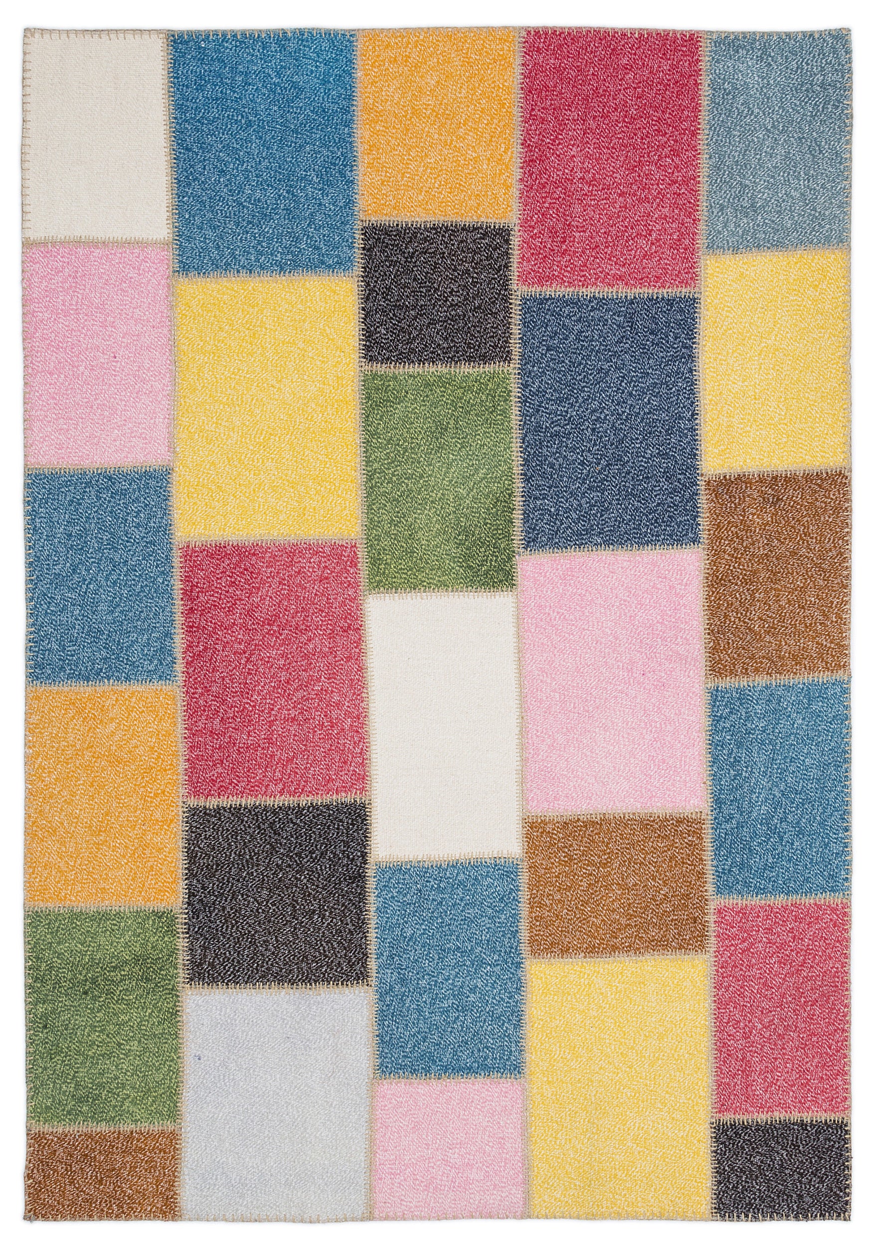 Mixed Over Dyed Patchwork Unique Rug 5'3'' x 7'7'' ft 160 x 230 cm