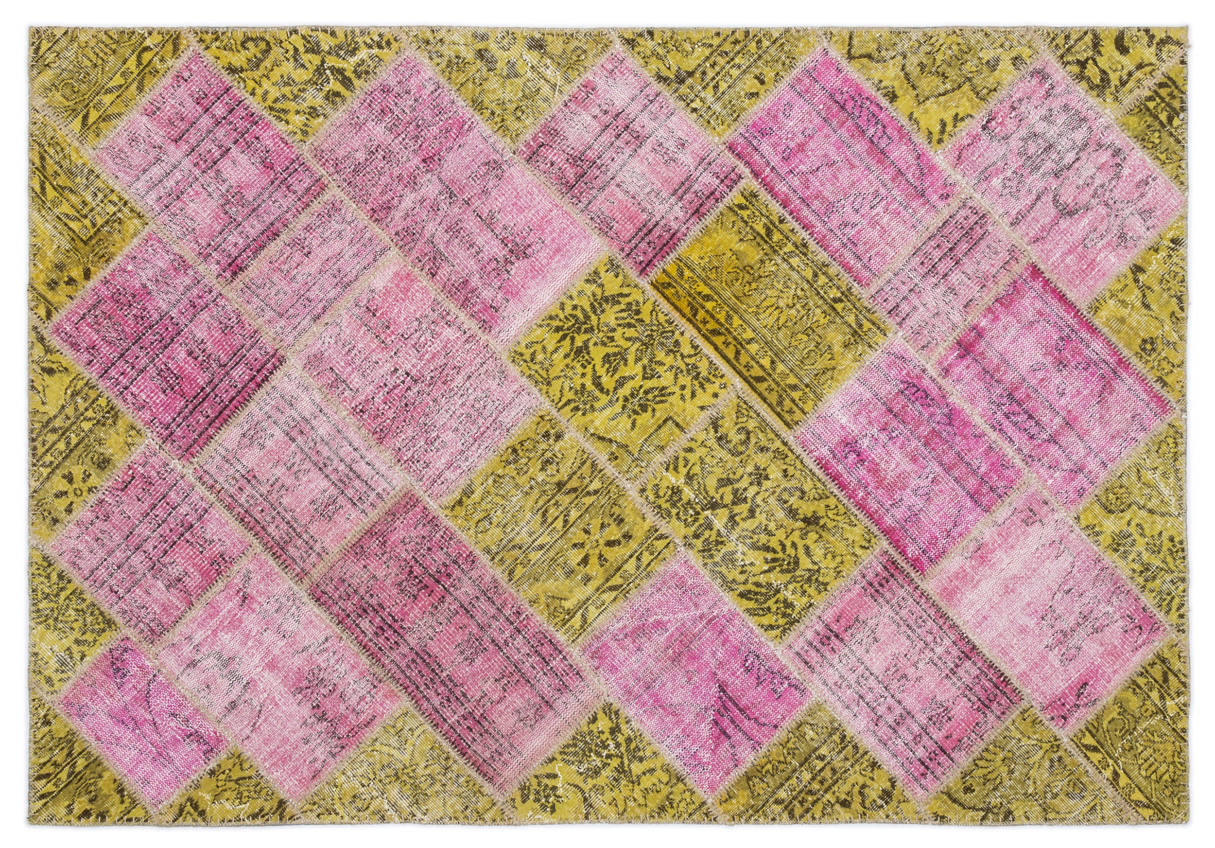 Mixed Over Dyed Patchwork Unique Rug 5'3'' x 7'7'' ft 160 x 230 cm