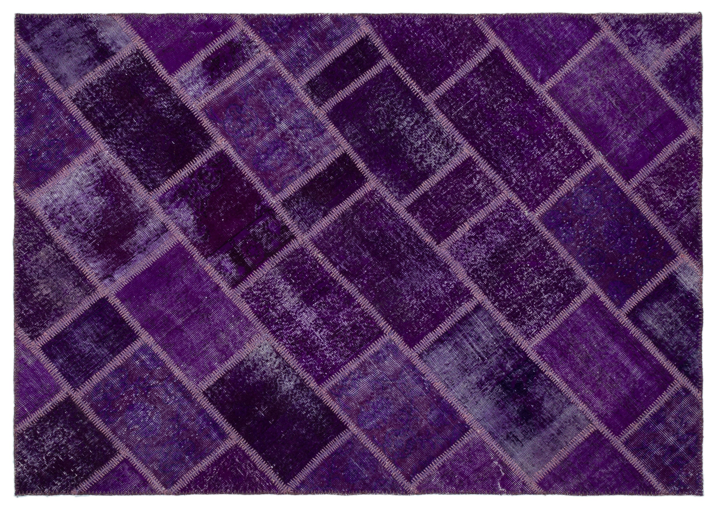 Purple Over Dyed Patchwork Unique Rug 5'4'' x 7'7'' ft 163 x 230 cm