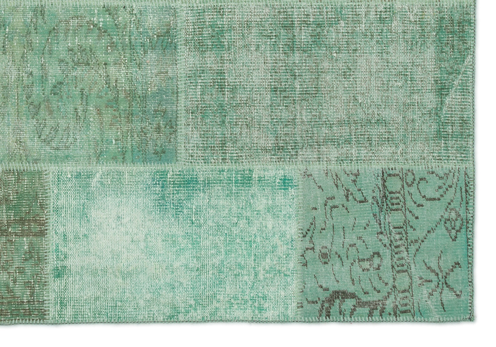 Green Over Dyed Patchwork Unique Rug 5'3'' x 7'7'' ft 160 x 230 cm