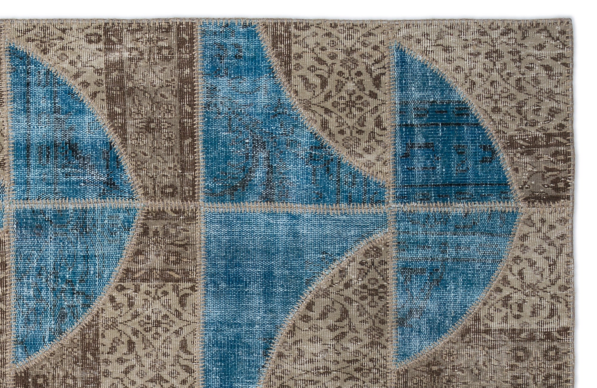 Turquoise Over Dyed Patchwork Unique Rug 5'3'' x 7'7'' ft 160 x 230 cm