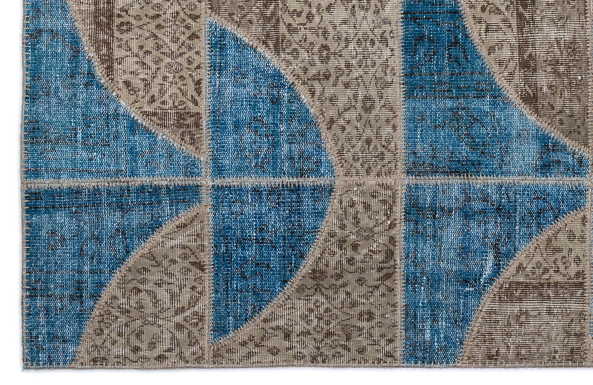 Turquoise Over Dyed Patchwork Unique Rug 5'3'' x 7'7'' ft 160 x 230 cm