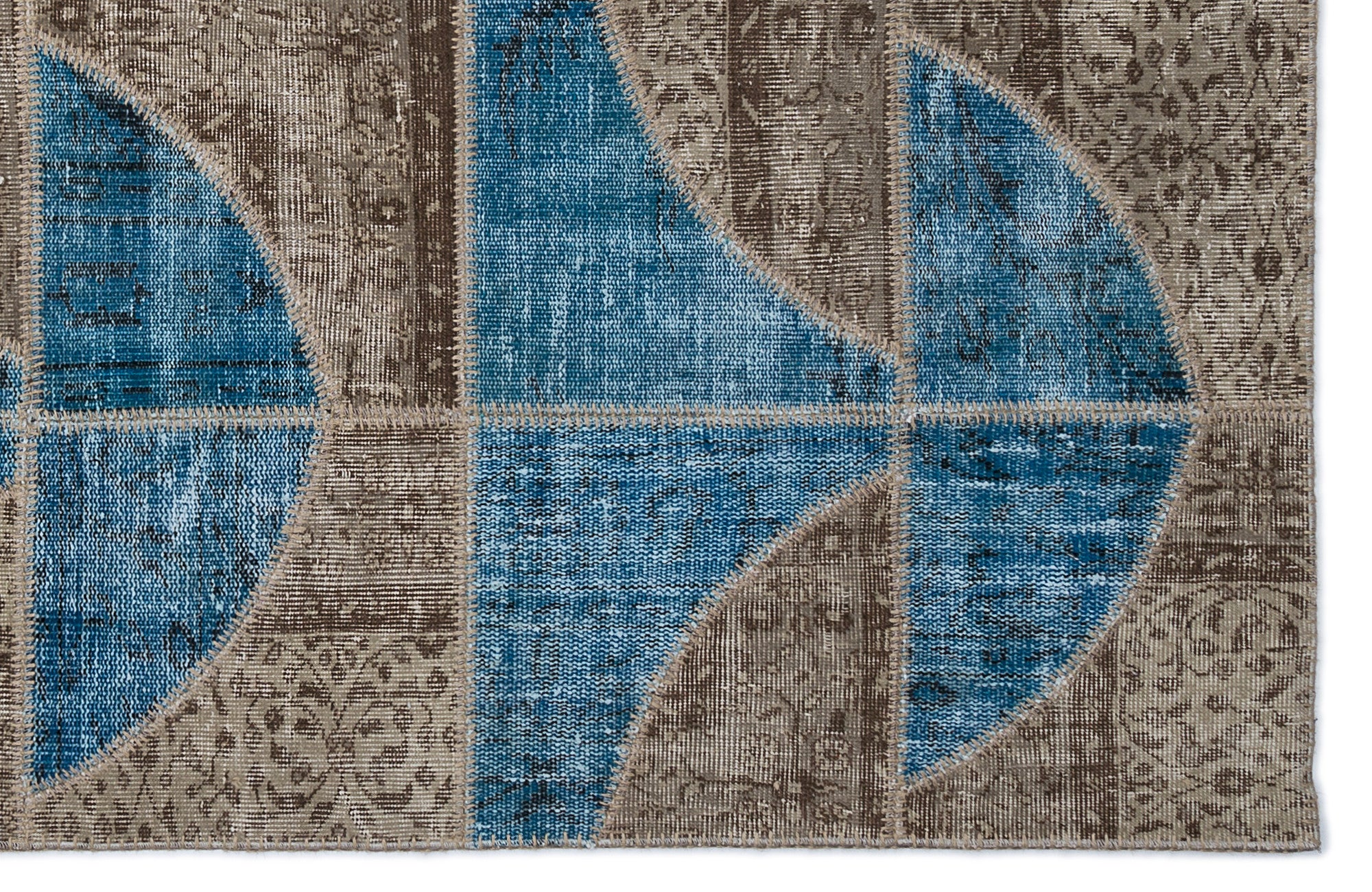 Turquoise Over Dyed Patchwork Unique Rug 5'3'' x 7'7'' ft 160 x 230 cm