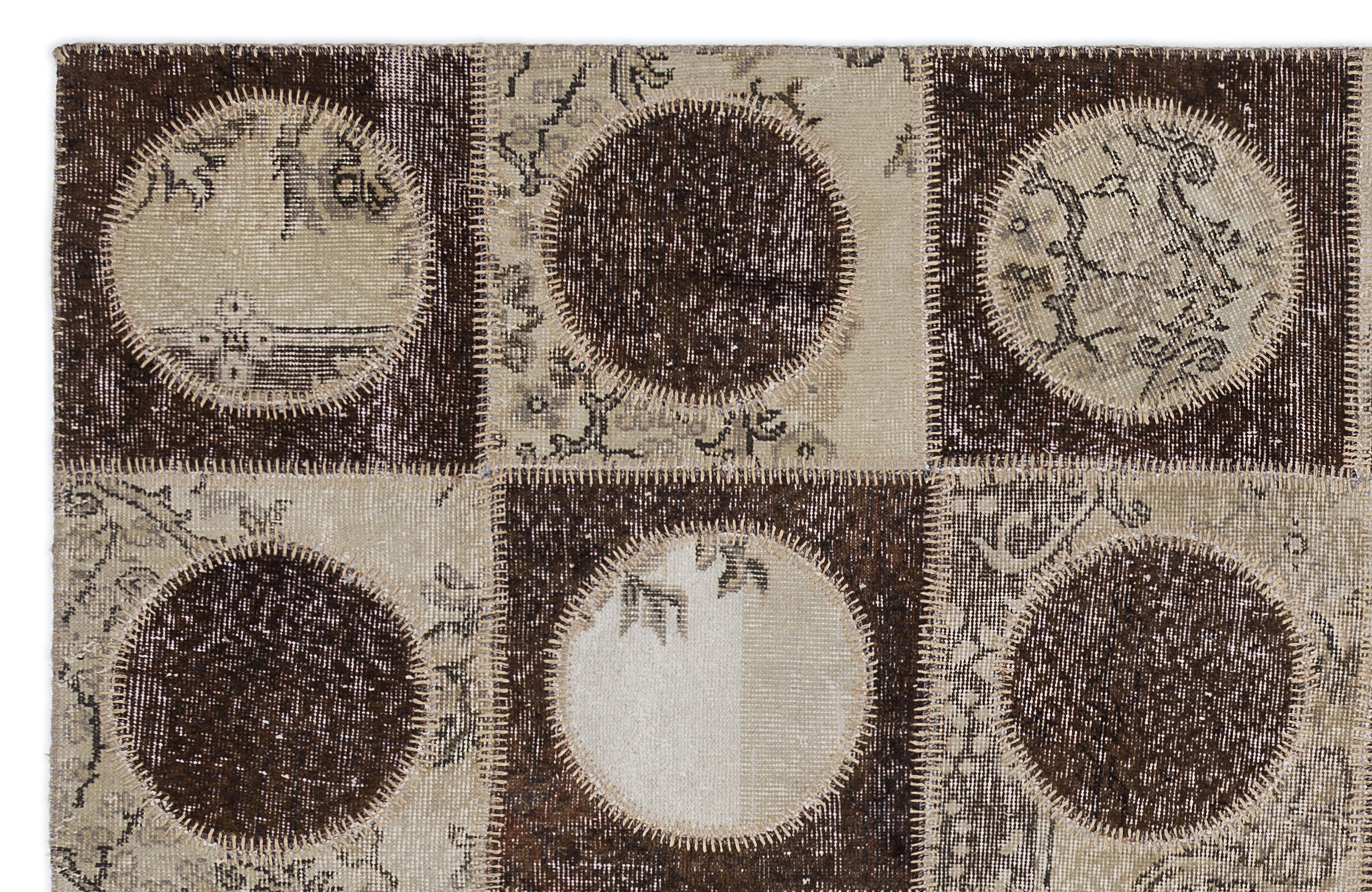 Brown Over Dyed Patchwork Unique Rug 5'3'' x 7'7'' ft 160 x 230 cm