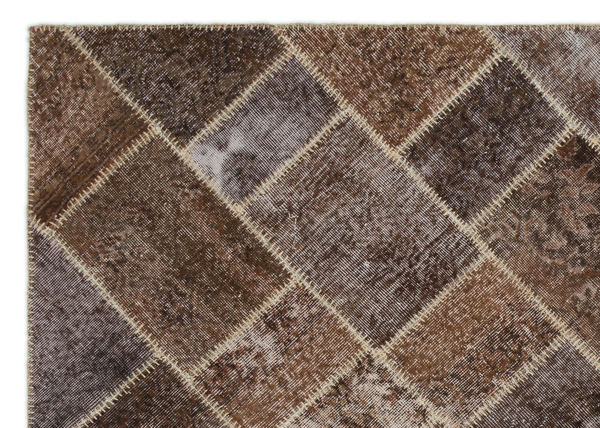 Brown Over Dyed Patchwork Unique Rug 5'3'' x 7'6'' ft 160 x 228 cm