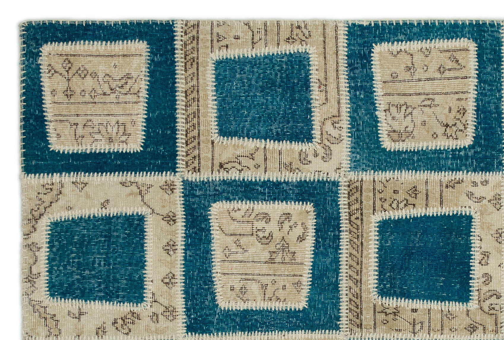Turquoise Over Dyed Patchwork Unique Rug 5'3'' x 7'10'' ft 160 x 240 cm