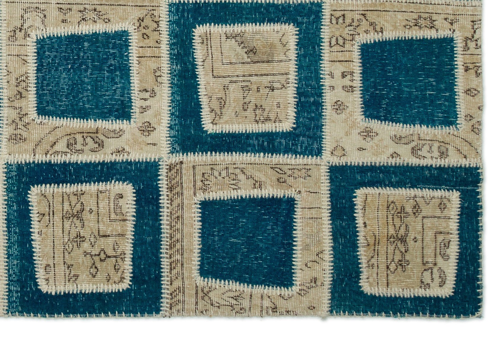 Turquoise Over Dyed Patchwork Unique Rug 5'3'' x 7'10'' ft 160 x 240 cm