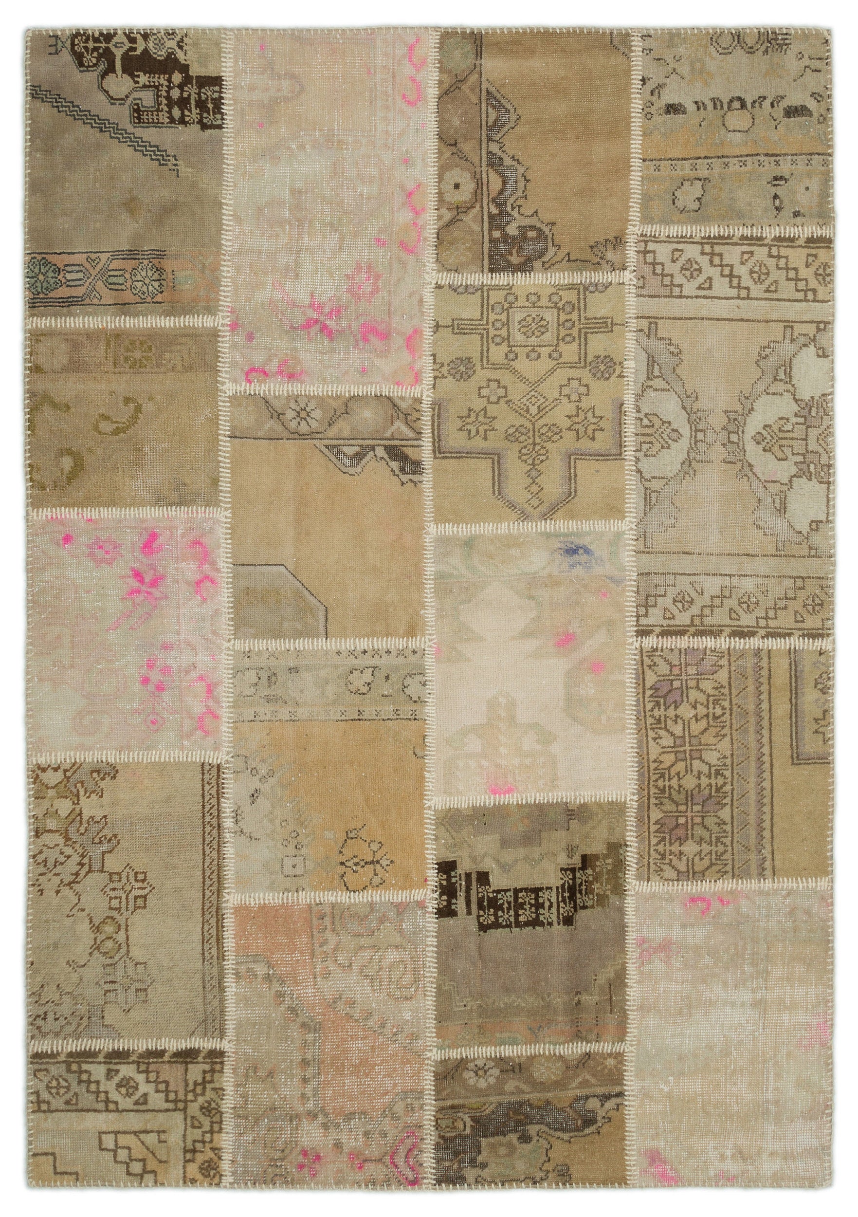 Anatolia Over Dyed Patchwork Unique Rug 5'3'' x 7'7'' ft 160 x 230 cm