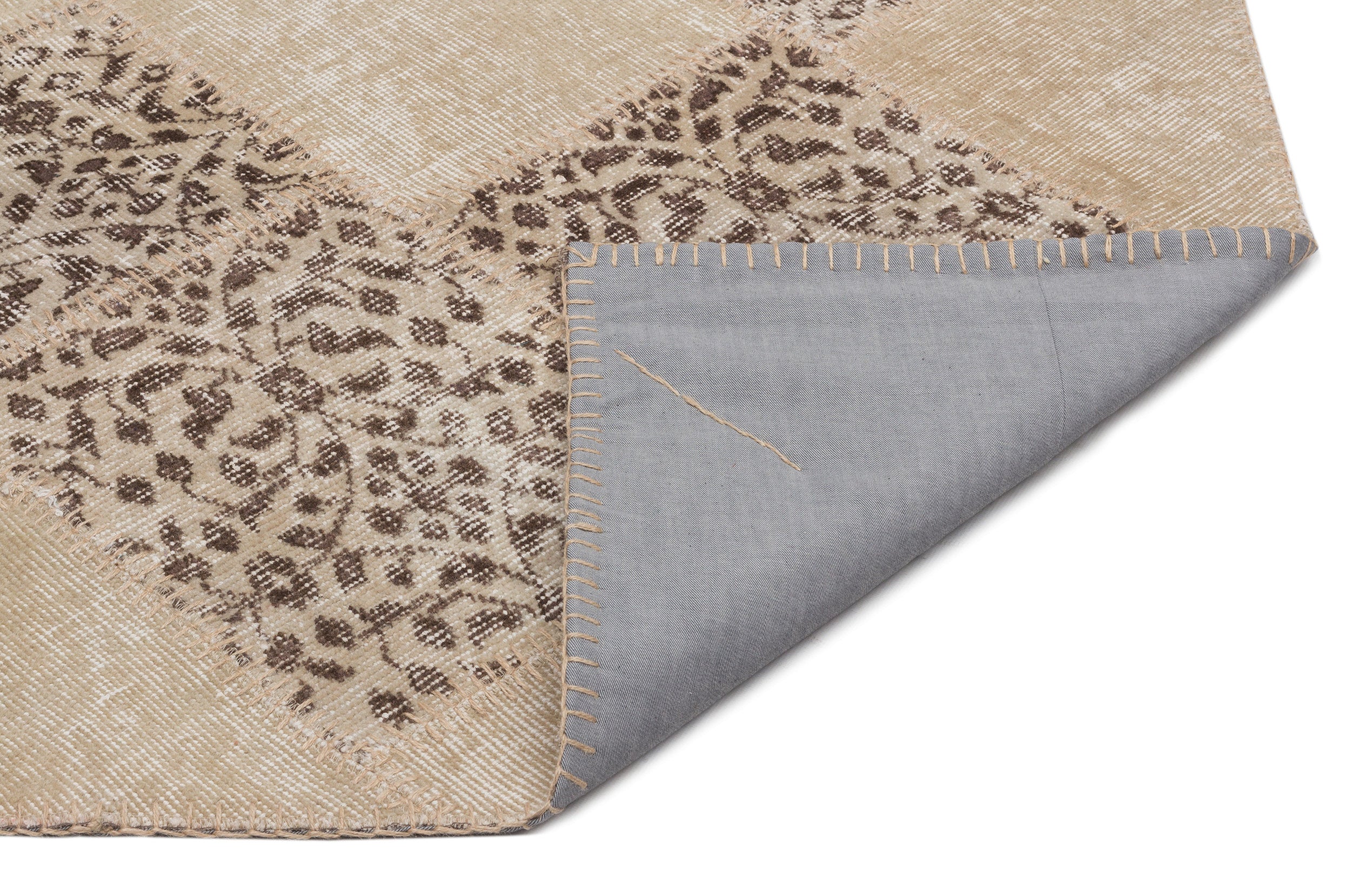 Beige Over Dyed Patchwork Unique Rug 5'3'' x 7'8'' ft 160 x 233 cm