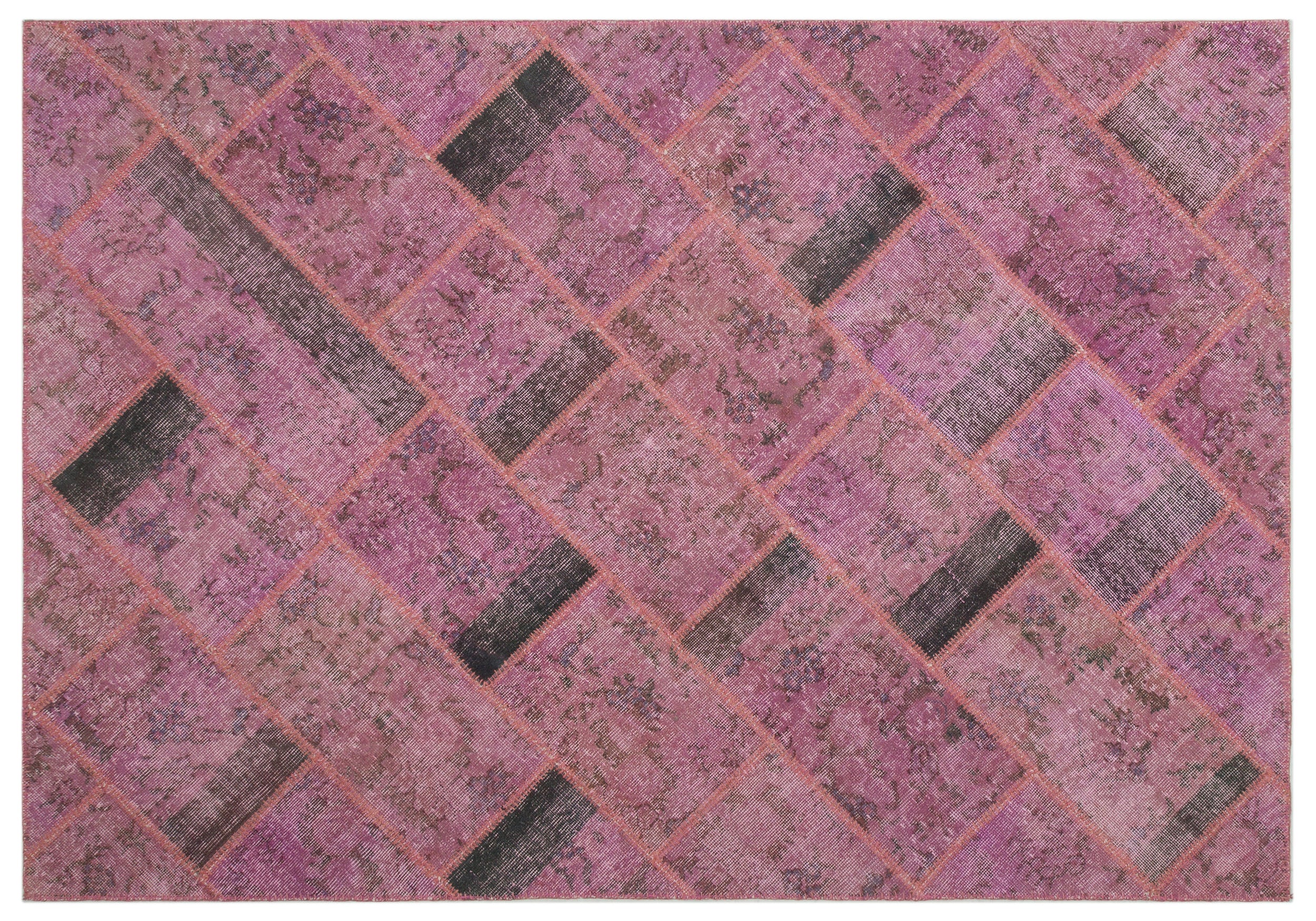 Pink Over Dyed Patchwork Unique Rug 5'3'' x 7'8'' ft 160 x 233 cm
