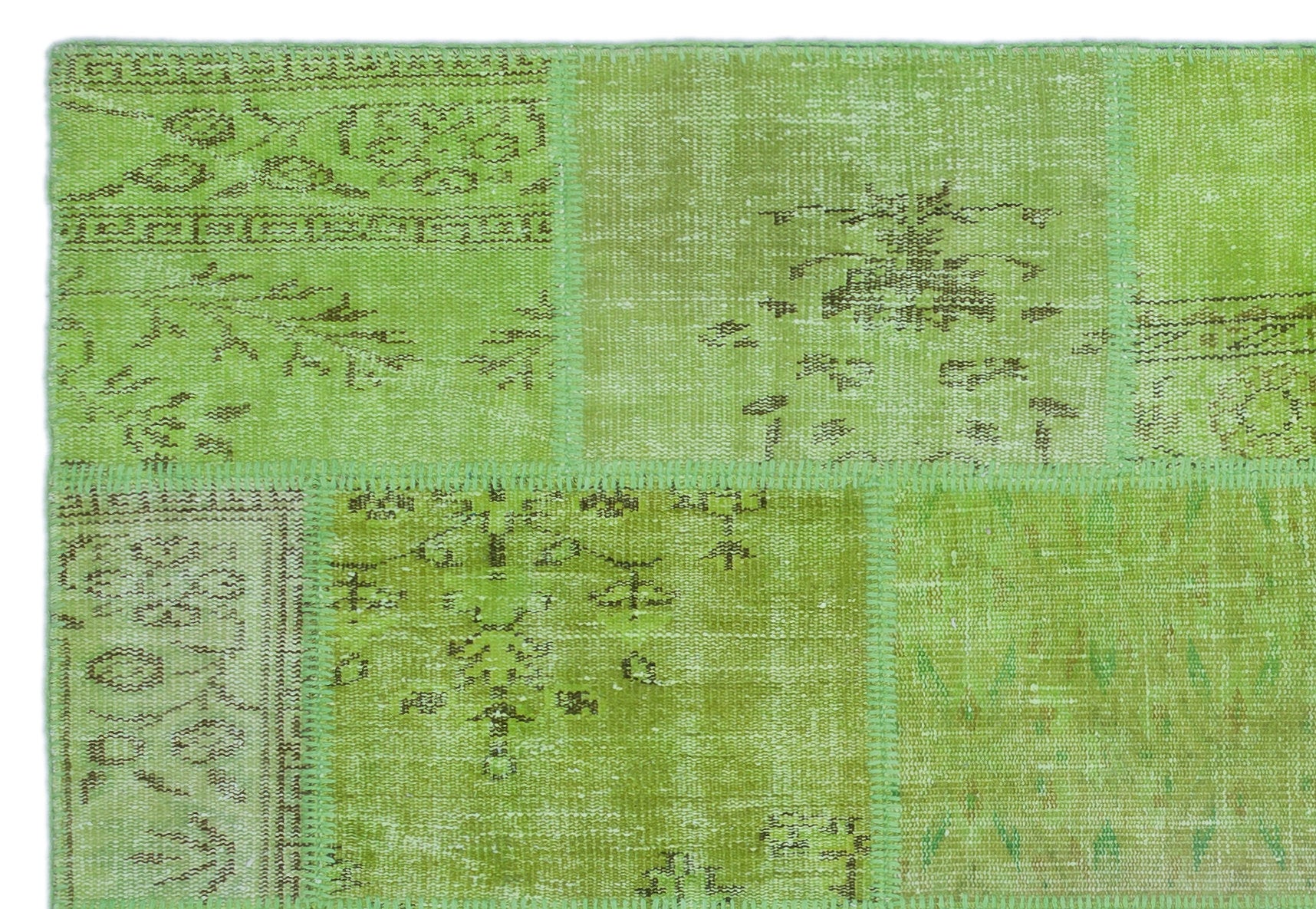 Green Over Dyed Patchwork Unique Rug 5'3'' x 7'7'' ft 160 x 230 cm