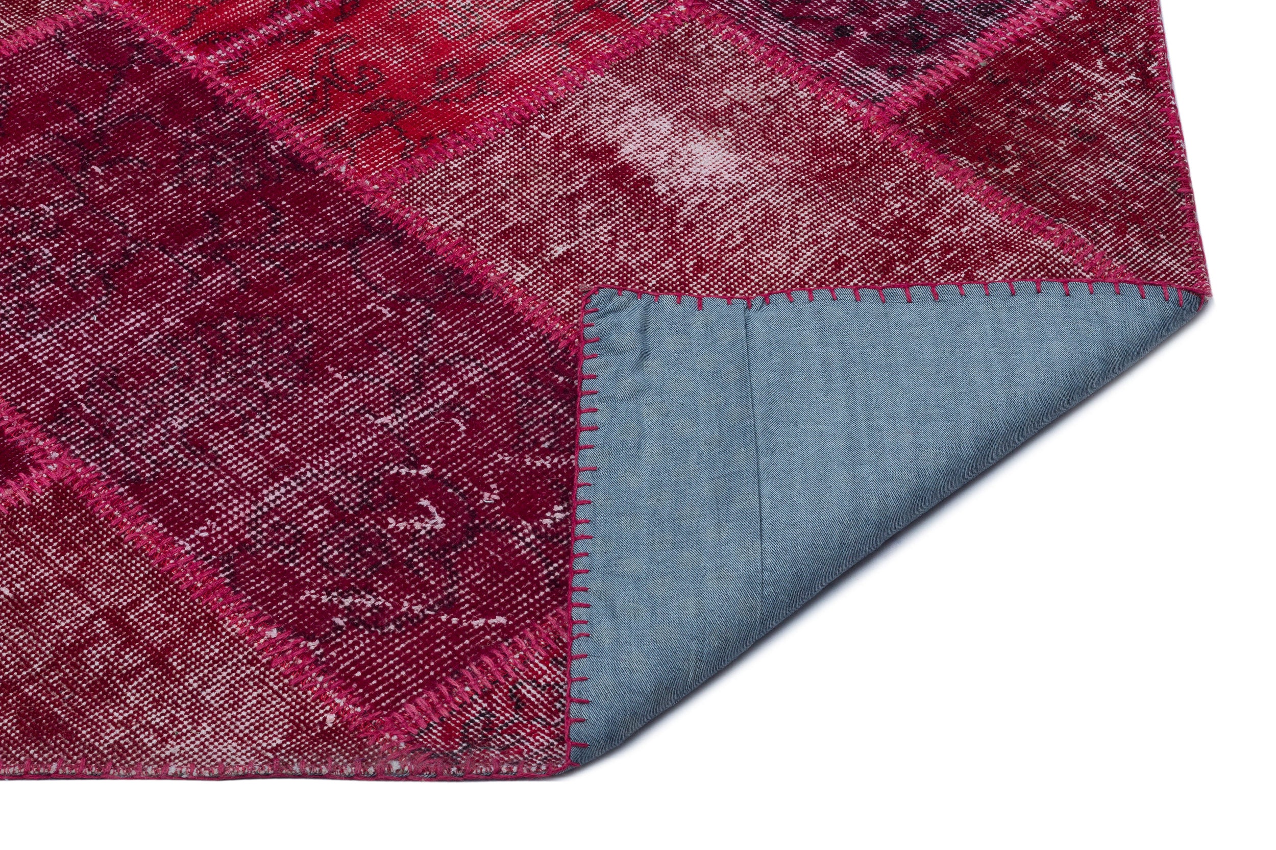 Red Over Dyed Patchwork Unique Rug 5'3'' x 7'7'' ft 160 x 230 cm