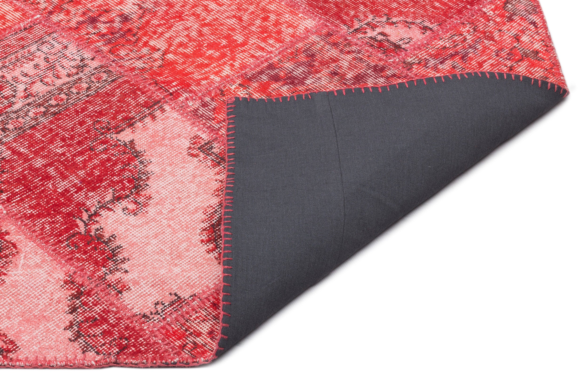 Red Over Dyed Patchwork Unique Rug 5'3'' x 7'7'' ft 160 x 230 cm