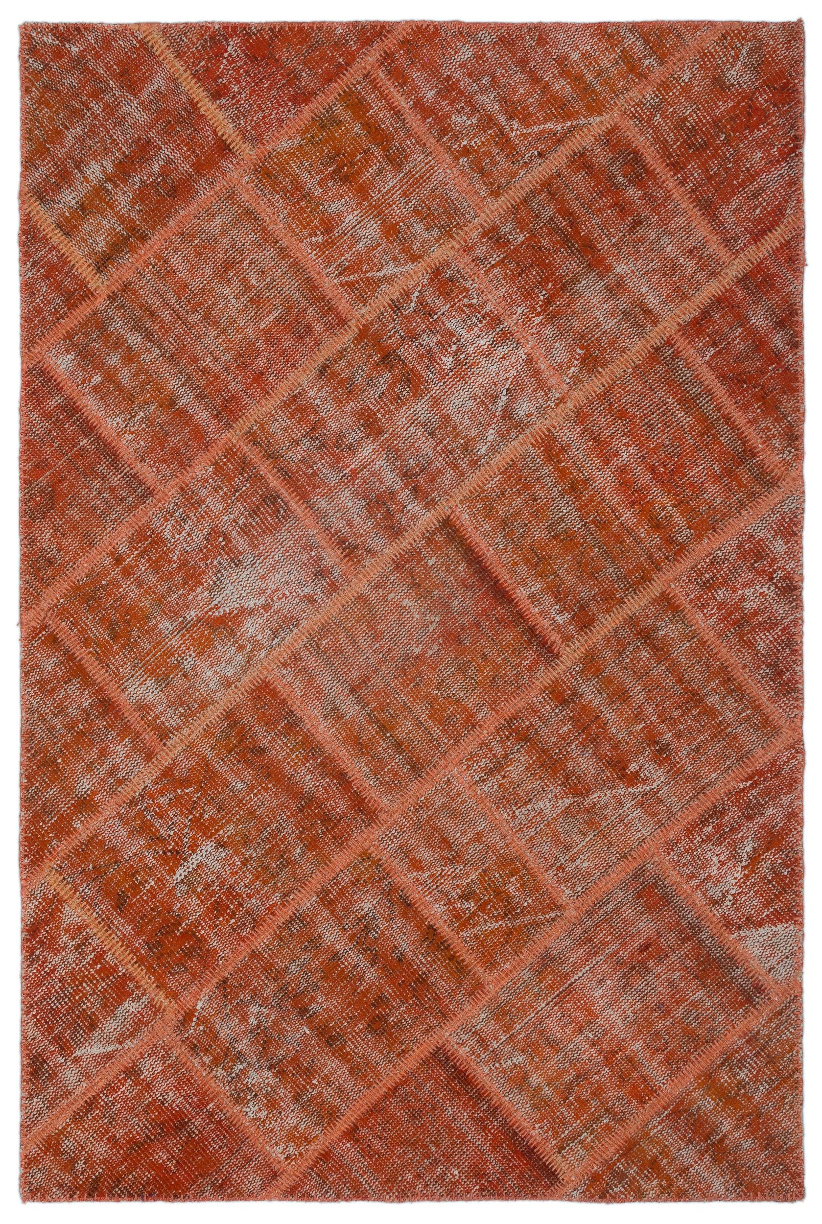 Orange Over Dyed Patchwork Unique Rug 3'11'' x 5'11'' ft 120 x 180 cm