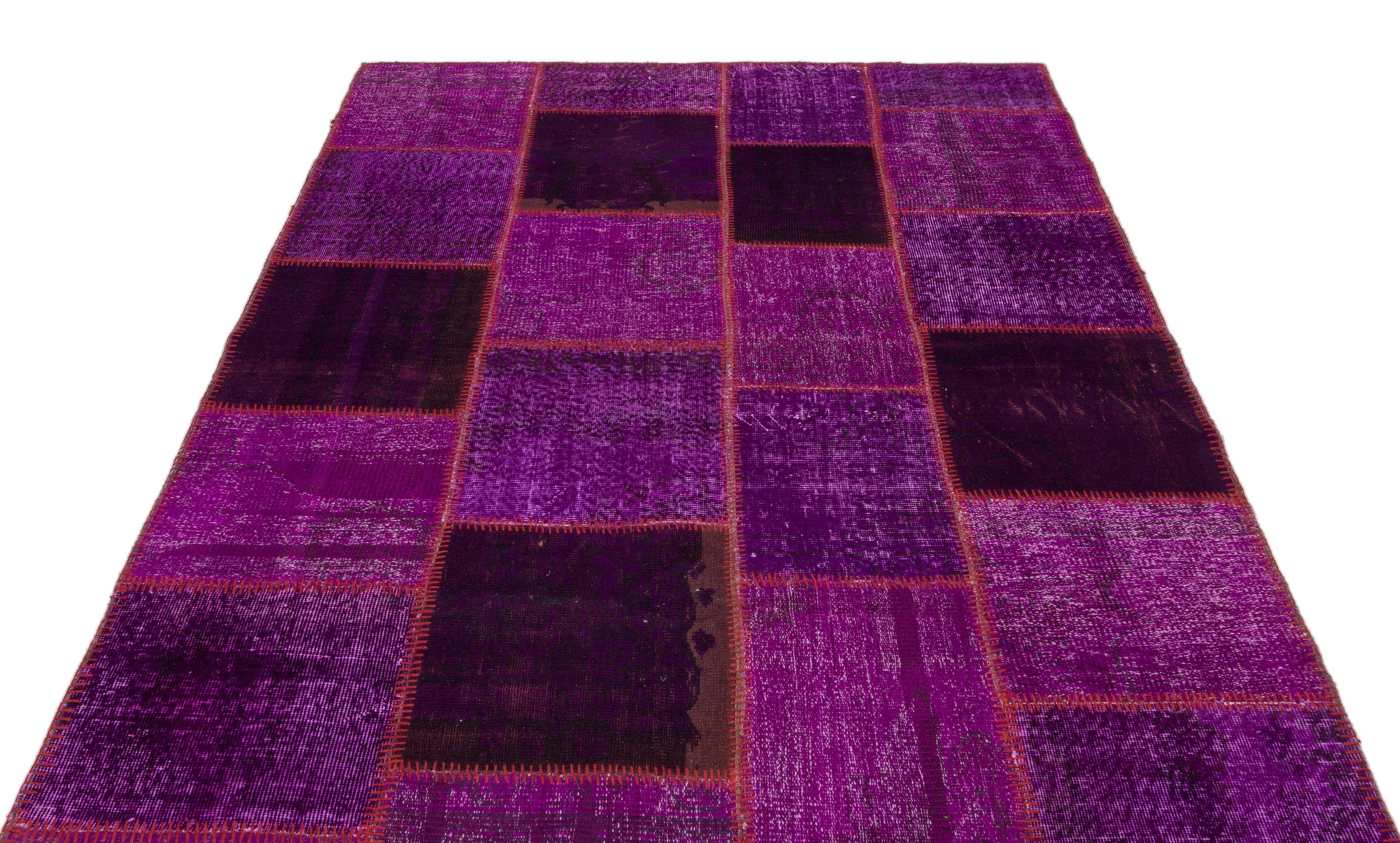 Purple Over Dyed Patchwork Unique Rug 5'3'' x 7'7'' ft 160 x 230 cm