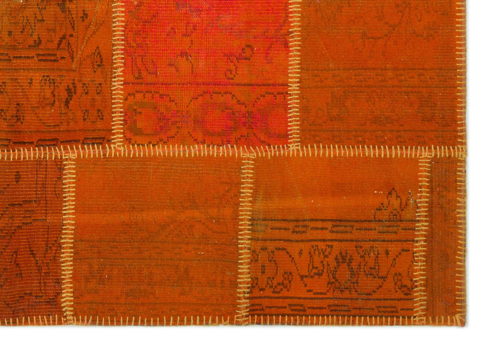 Orange Over Dyed Patchwork Unique Rug 5'3'' x 7'7'' ft 160 x 230 cm