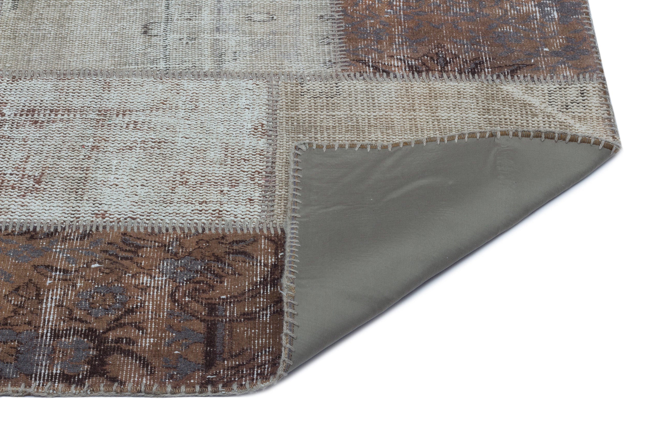 Brown Over Dyed Patchwork Unique Rug 3'11'' x 5'11'' ft 120 x 180 cm