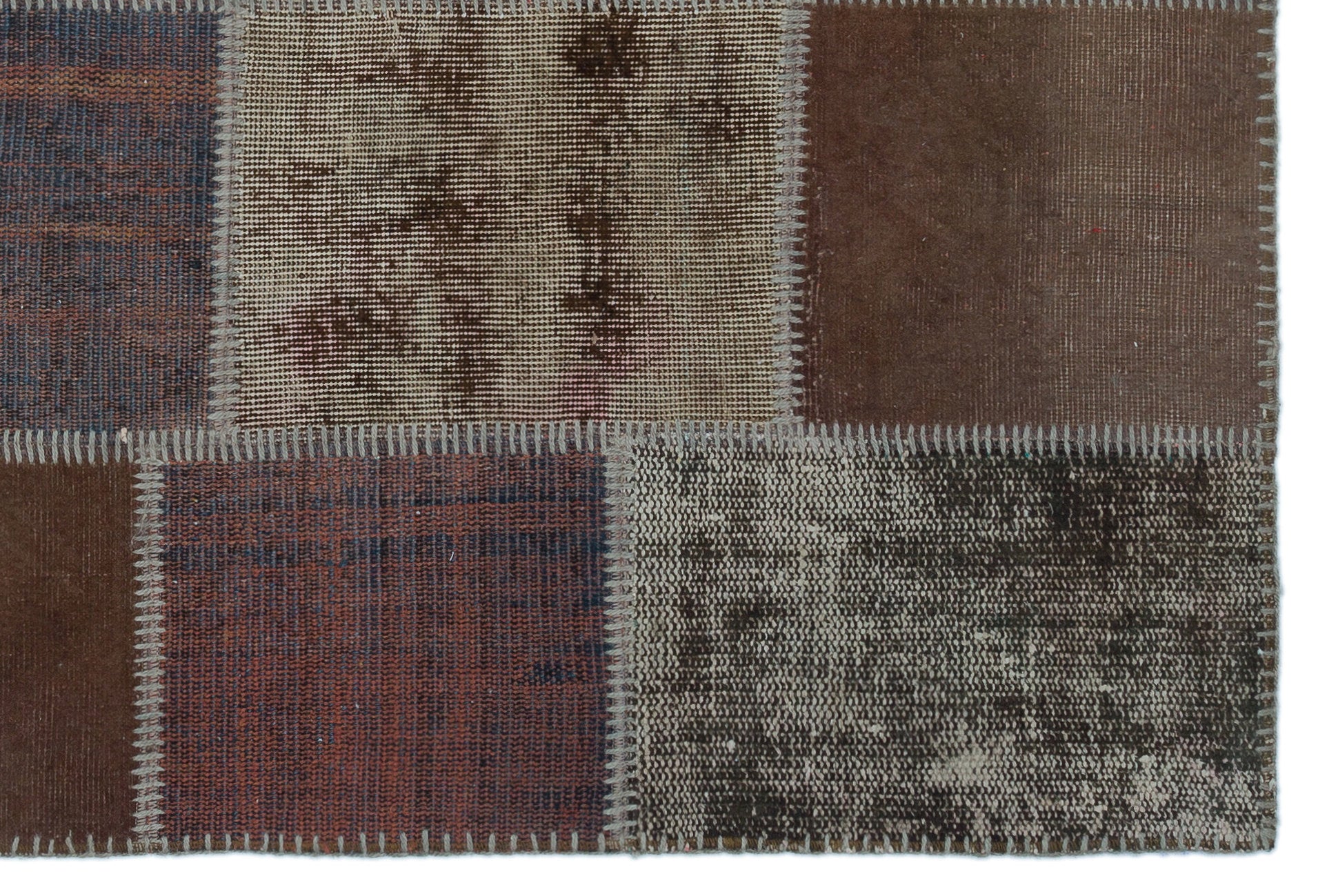 Brown Over Dyed Patchwork Unique Rug 3'11'' x 5'11'' ft 120 x 180 cm