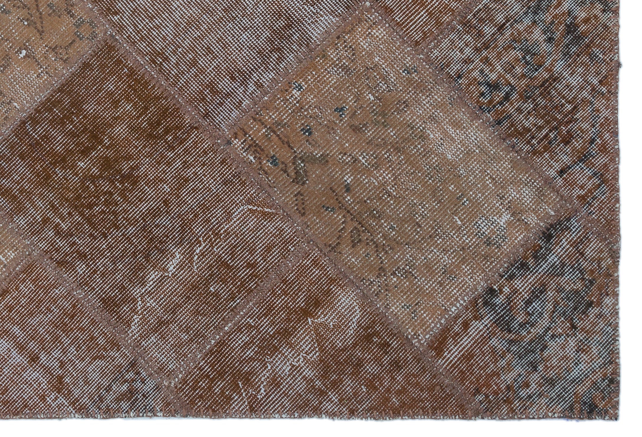 Brown Over Dyed Patchwork Unique Rug 3'11'' x 5'11'' ft 120 x 180 cm