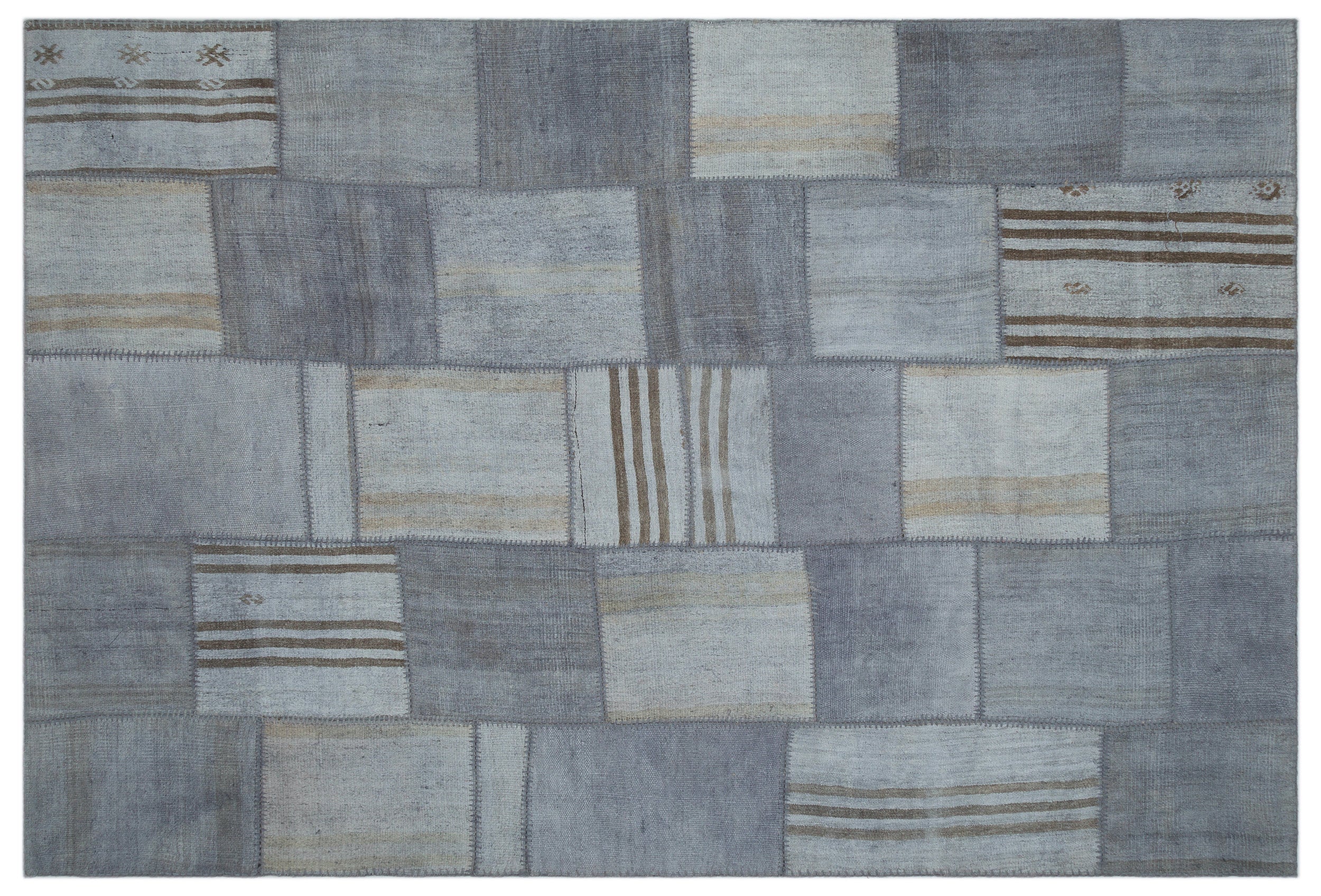 Mixed Over Dyed Kilim Patchwork Unique Rug 6'7'' x 9'11'' ft 201 x 302 cm