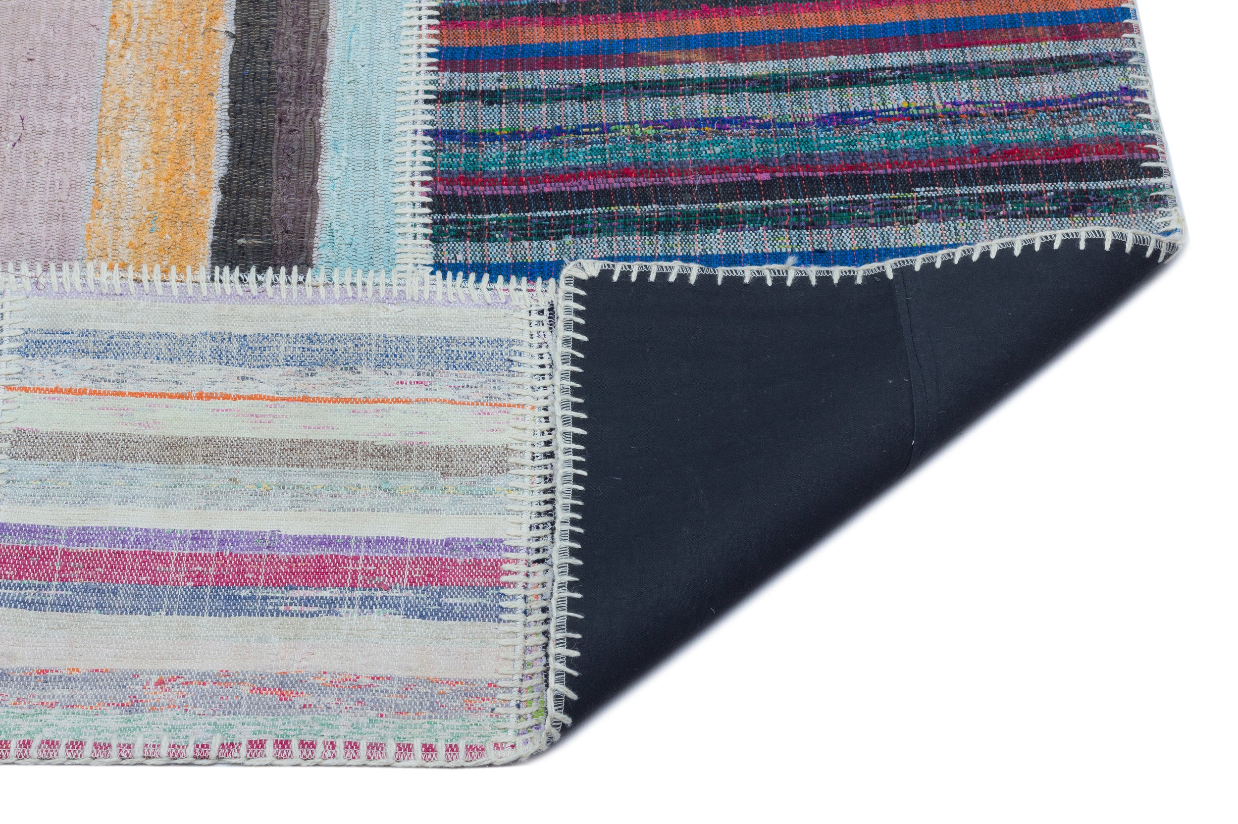 Striped Over Dyed Kilim Patchwork Unique Rug 5'3'' x 7'3'' ft 160 x 220 cm