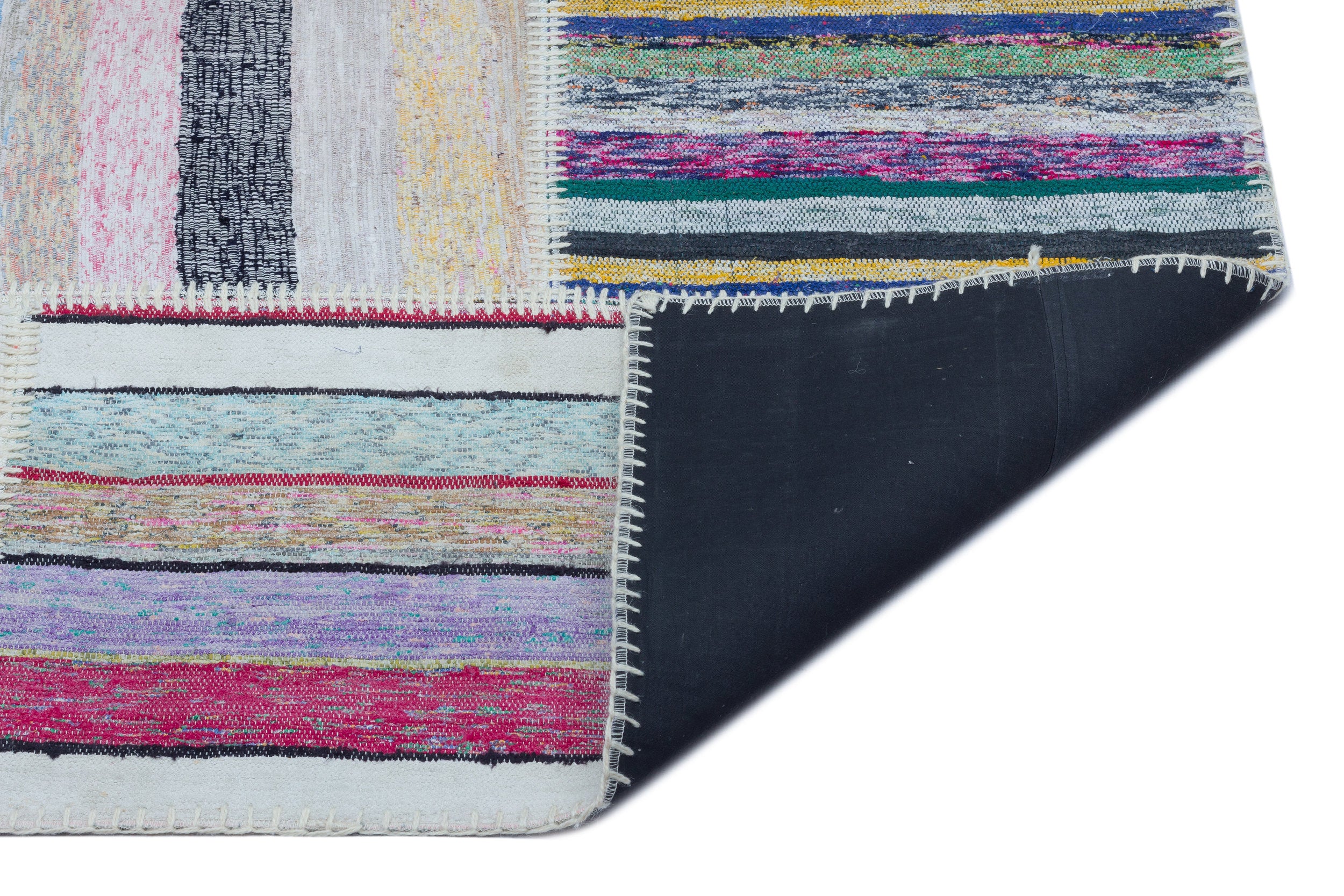 Striped Over Dyed Kilim Patchwork Unique Rug 5'3'' x 7'3'' ft 160 x 220 cm