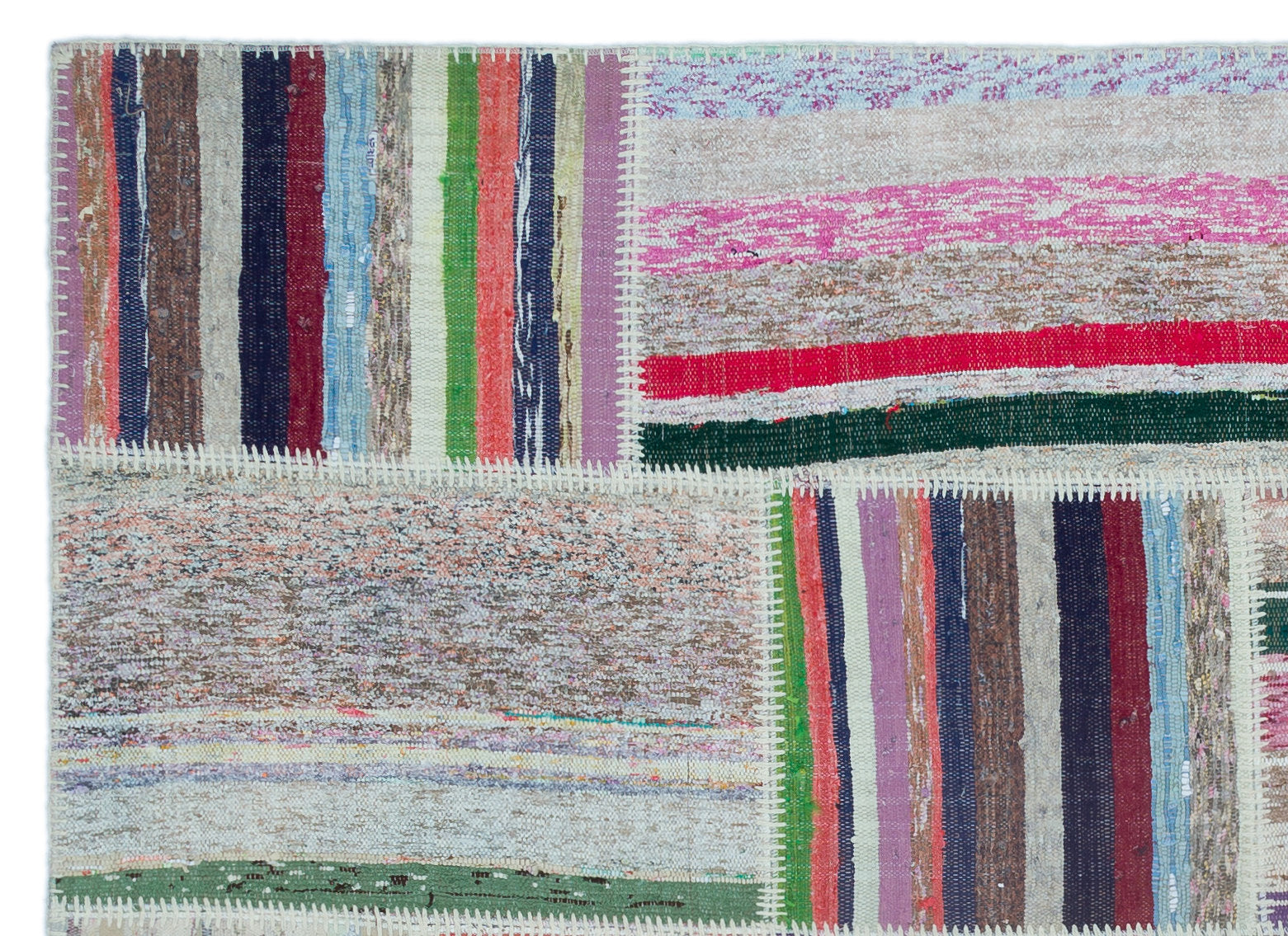 Striped Over Dyed Kilim Patchwork Unique Rug 5'3'' x 7'7'' ft 160 x 230 cm