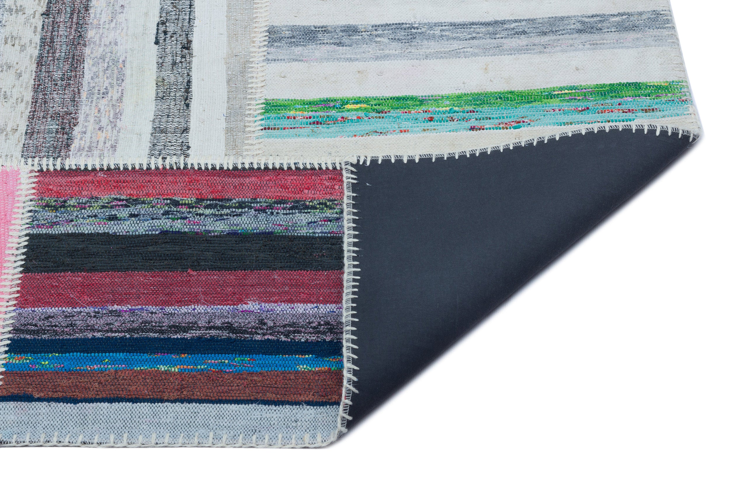 Striped Over Dyed Kilim Patchwork Unique Rug 5'3'' x 7'7'' ft 160 x 230 cm