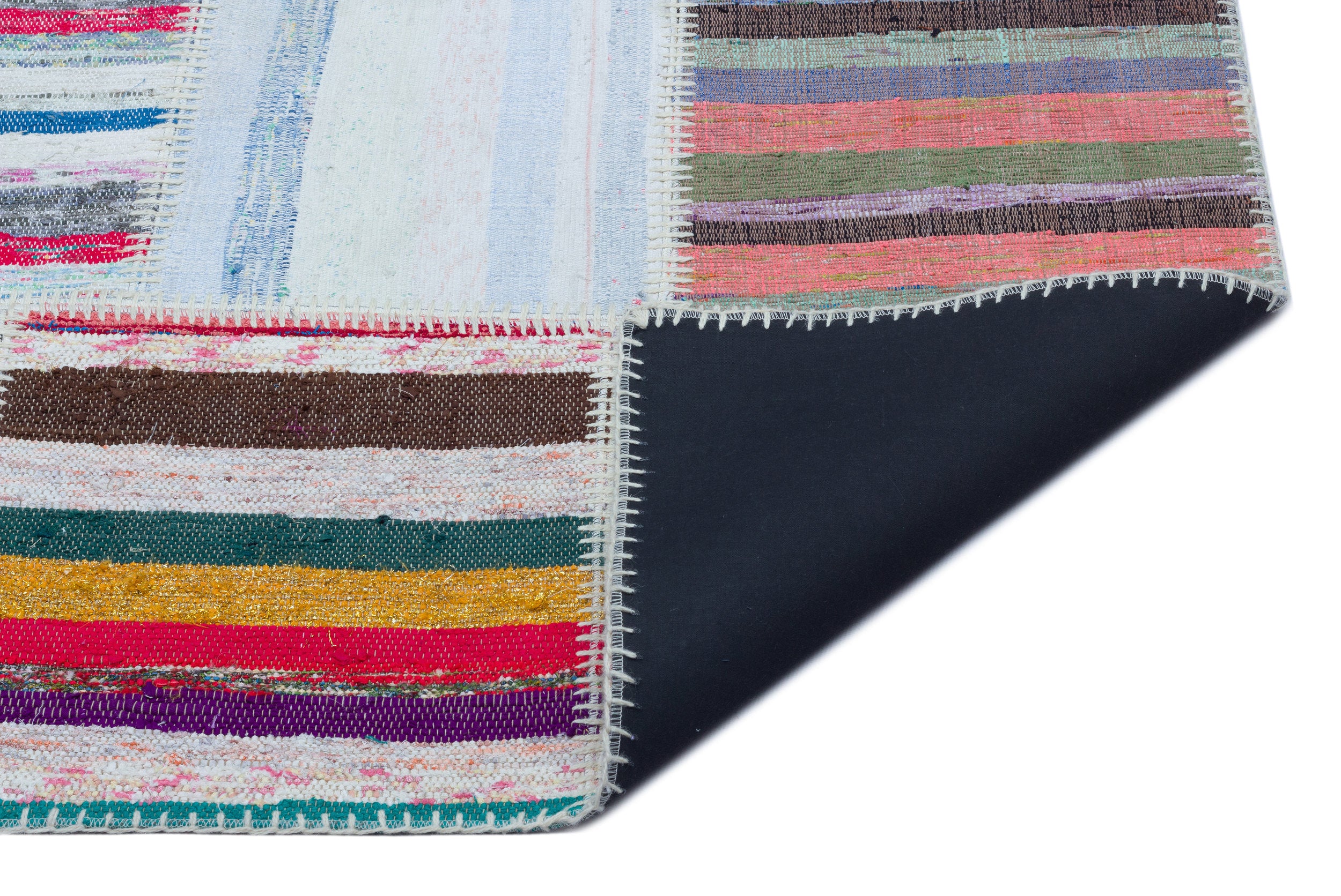 Striped Over Dyed Kilim Patchwork Unique Rug 5'3'' x 7'5'' ft 160 x 225 cm